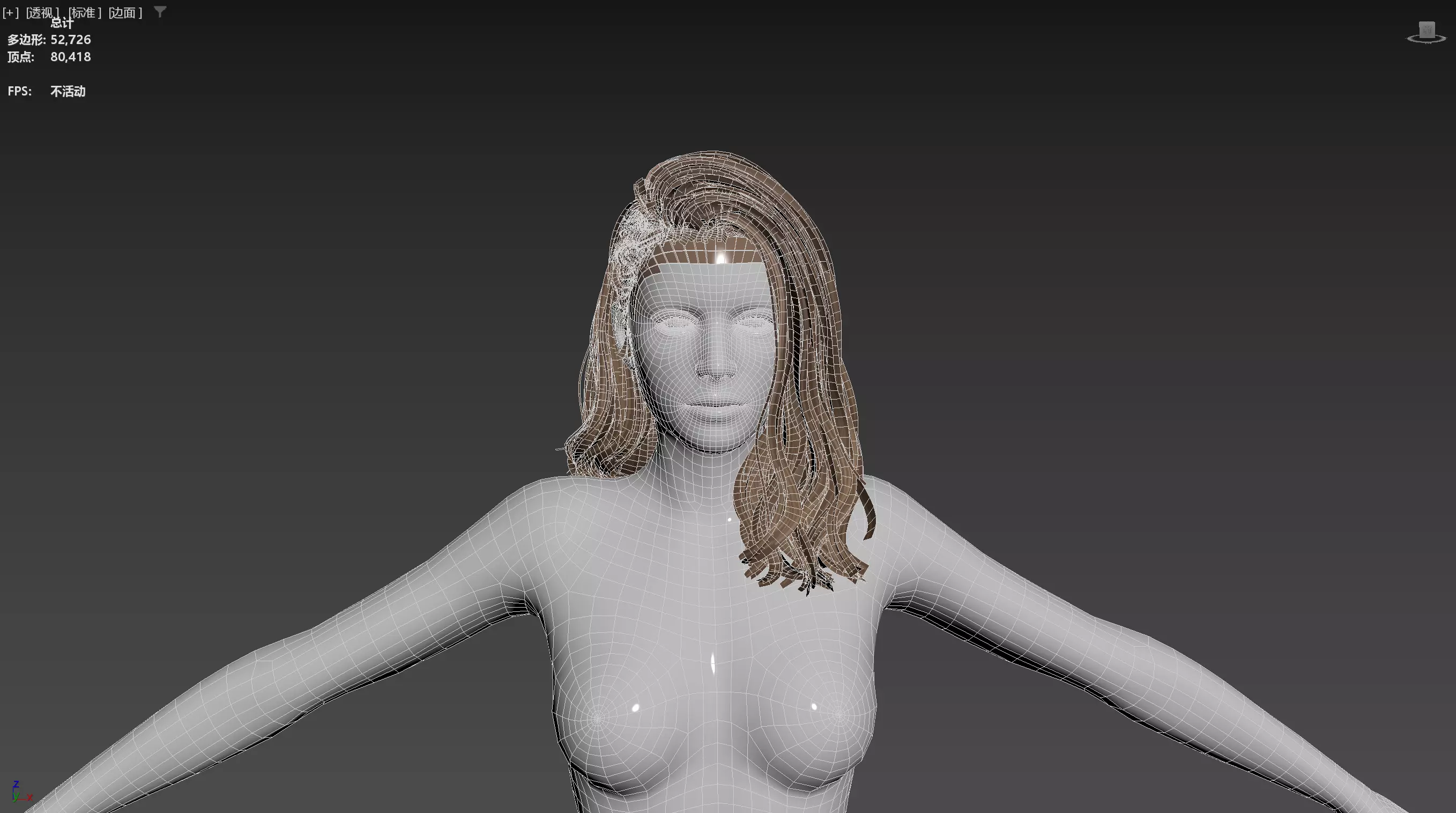 Realistic Female Hair Low-poly 3D model_15