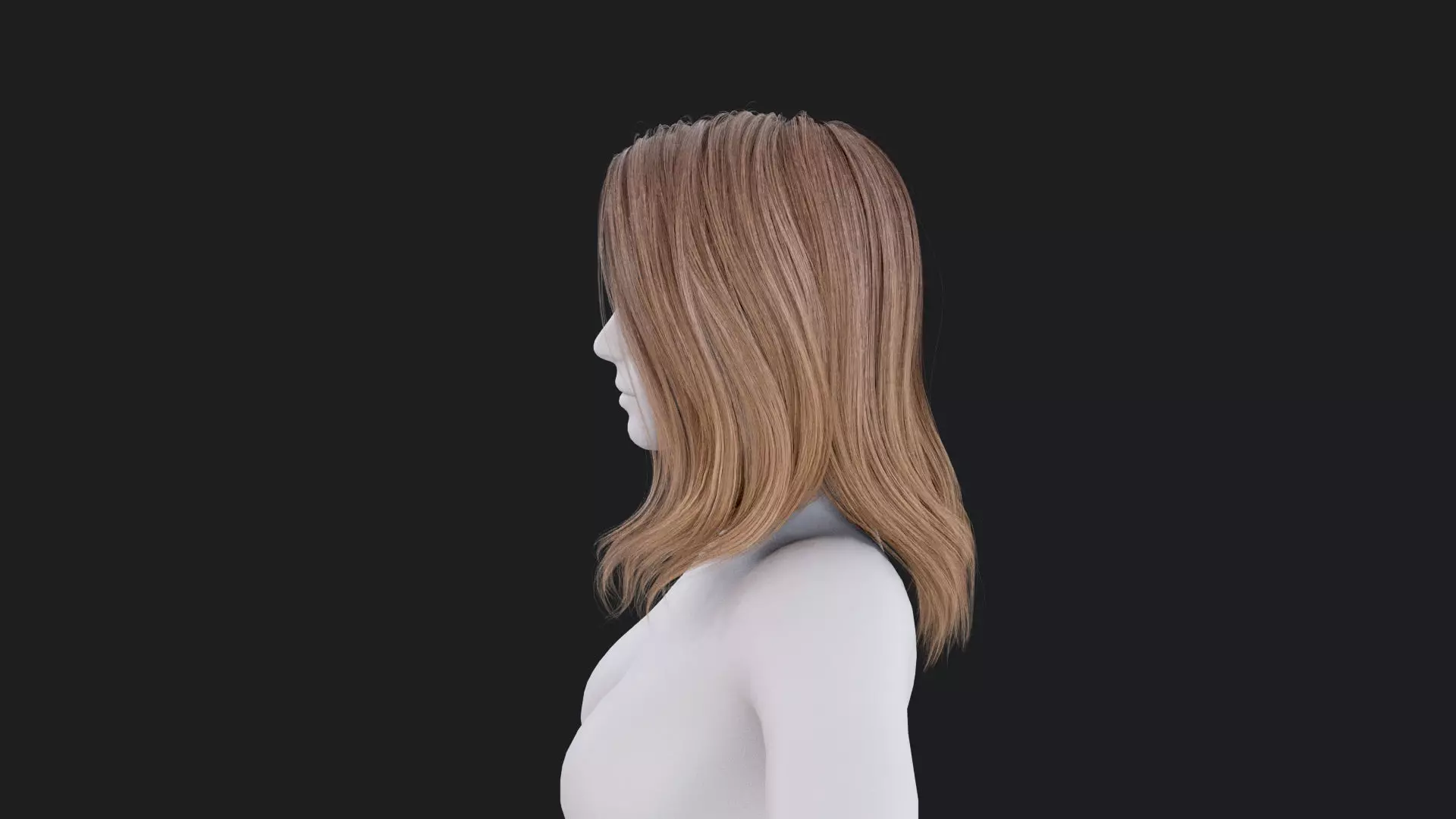 Realistic Female Hair Low-poly 3D model_2