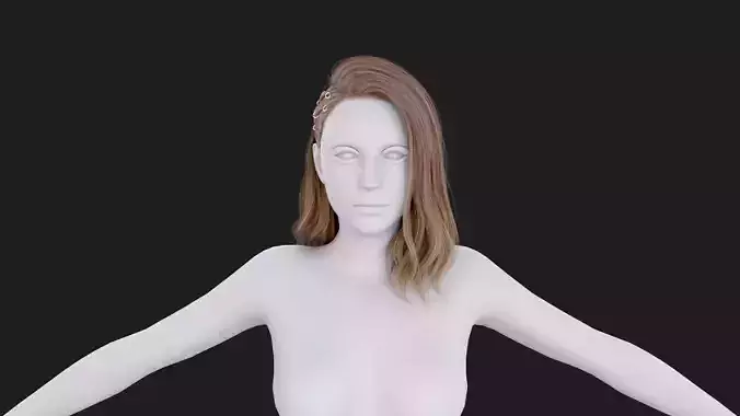 Realistic Female Hair Low-poly 3D model