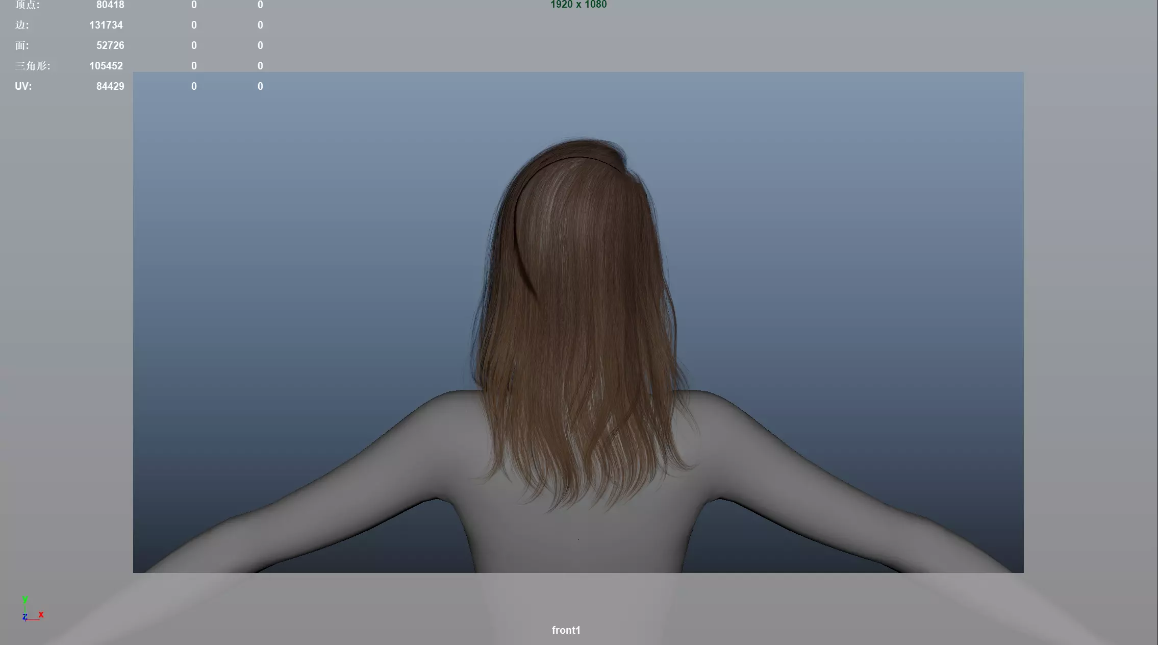 Realistic Female Hair Low-poly 3D model_10