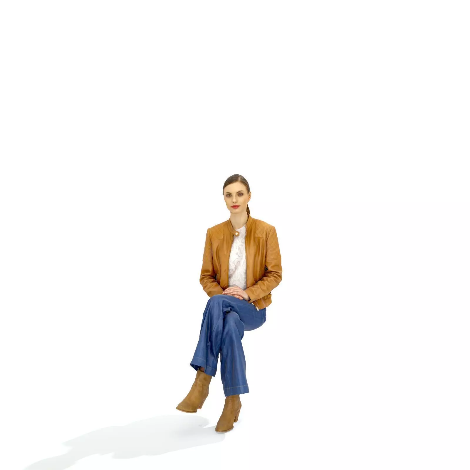 Sitting Casually Dressed Woman - CWom0326-HD2-O03P01-S Low-poly 3D model