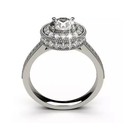 Round diamond engagement ring 3D print model_1