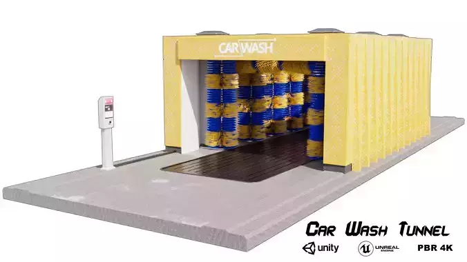 Car Wash Tunnel Low-poly 3D model