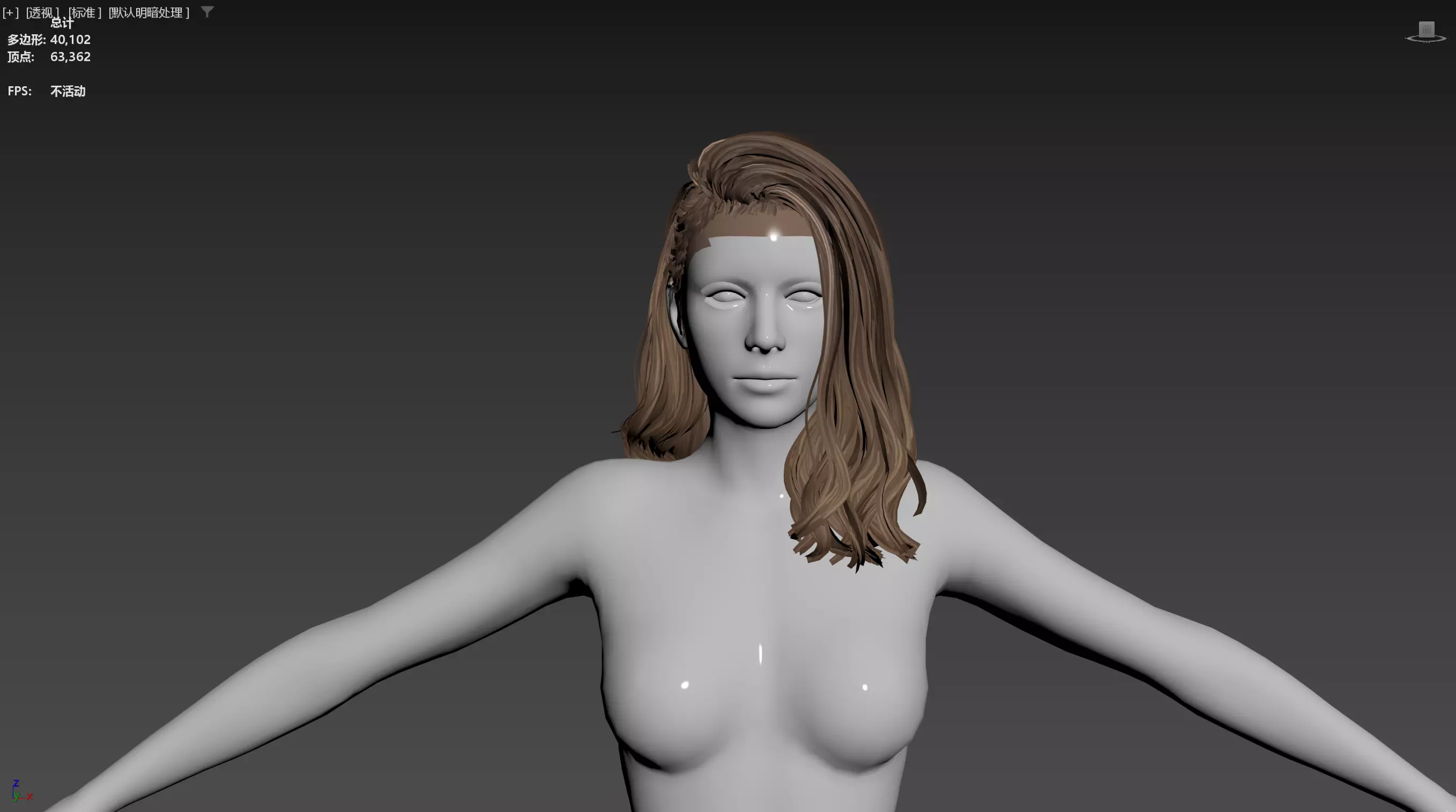 Realistic Female Hair Low-poly 3D model_14