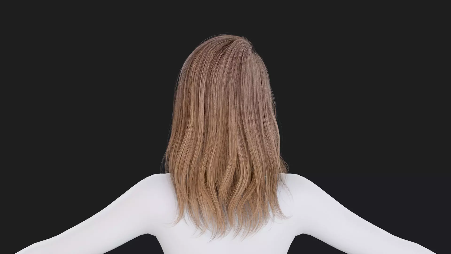 Realistic Female Hair Low-poly 3D model_4