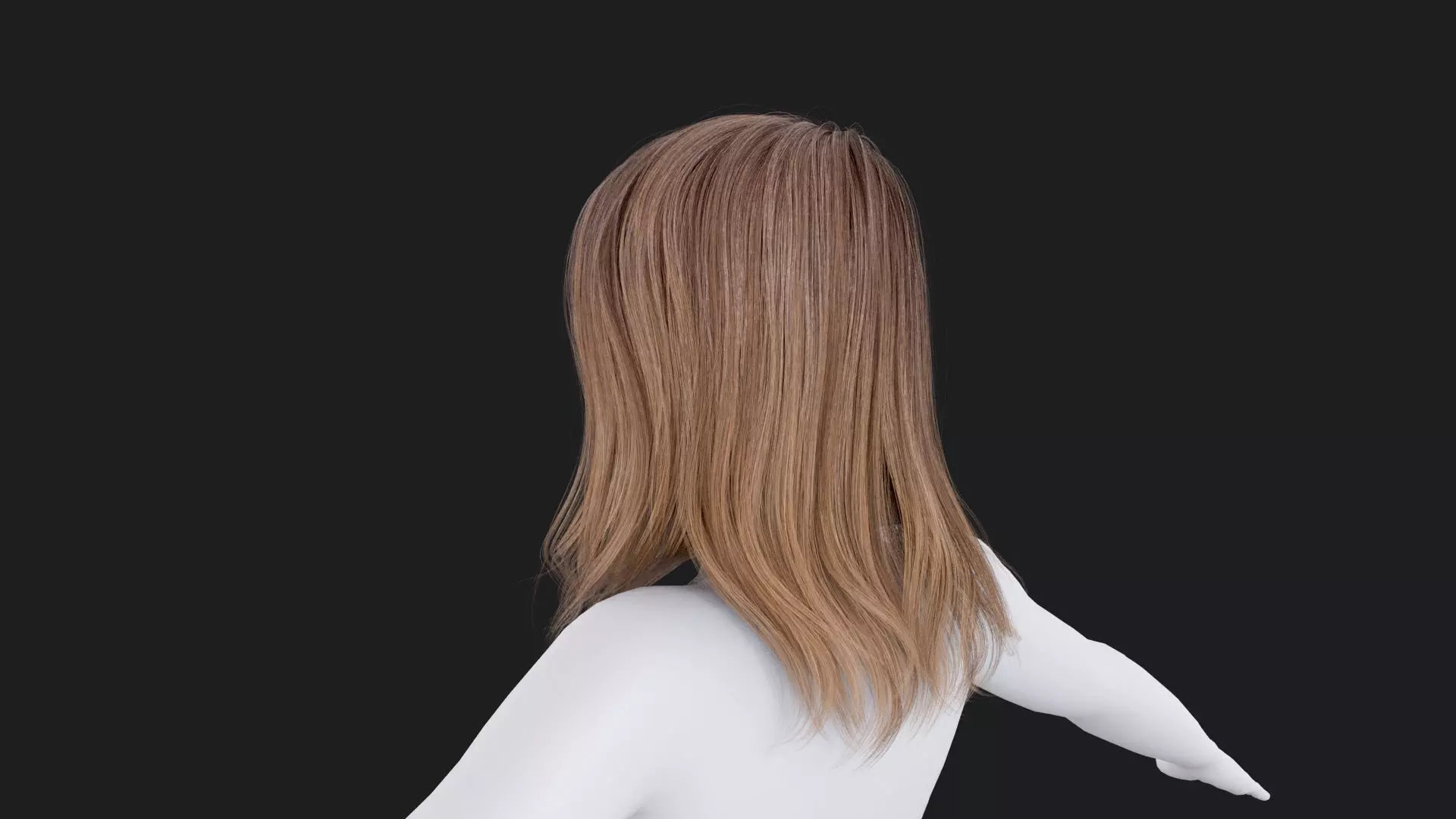 Realistic Female Hair Low-poly 3D model_3