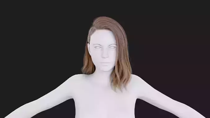 Realistic Female Hair Low-poly 3D model