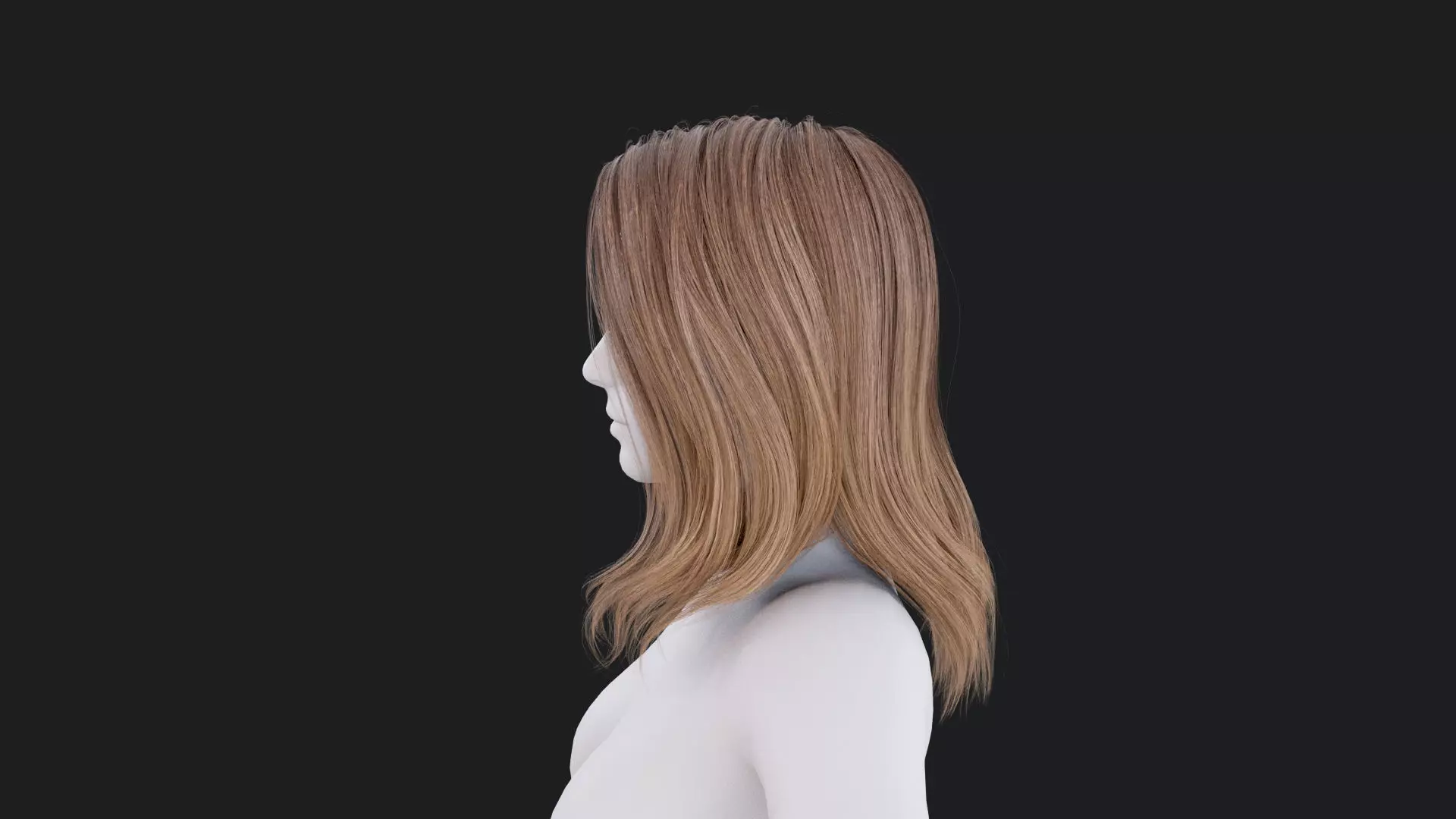 Realistic Female Hair Low-poly 3D model_2