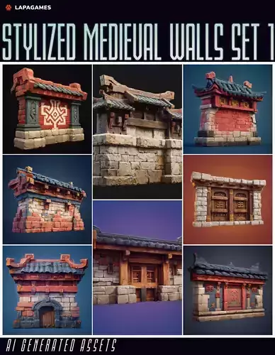 Stylized Medieval Walls Set 1