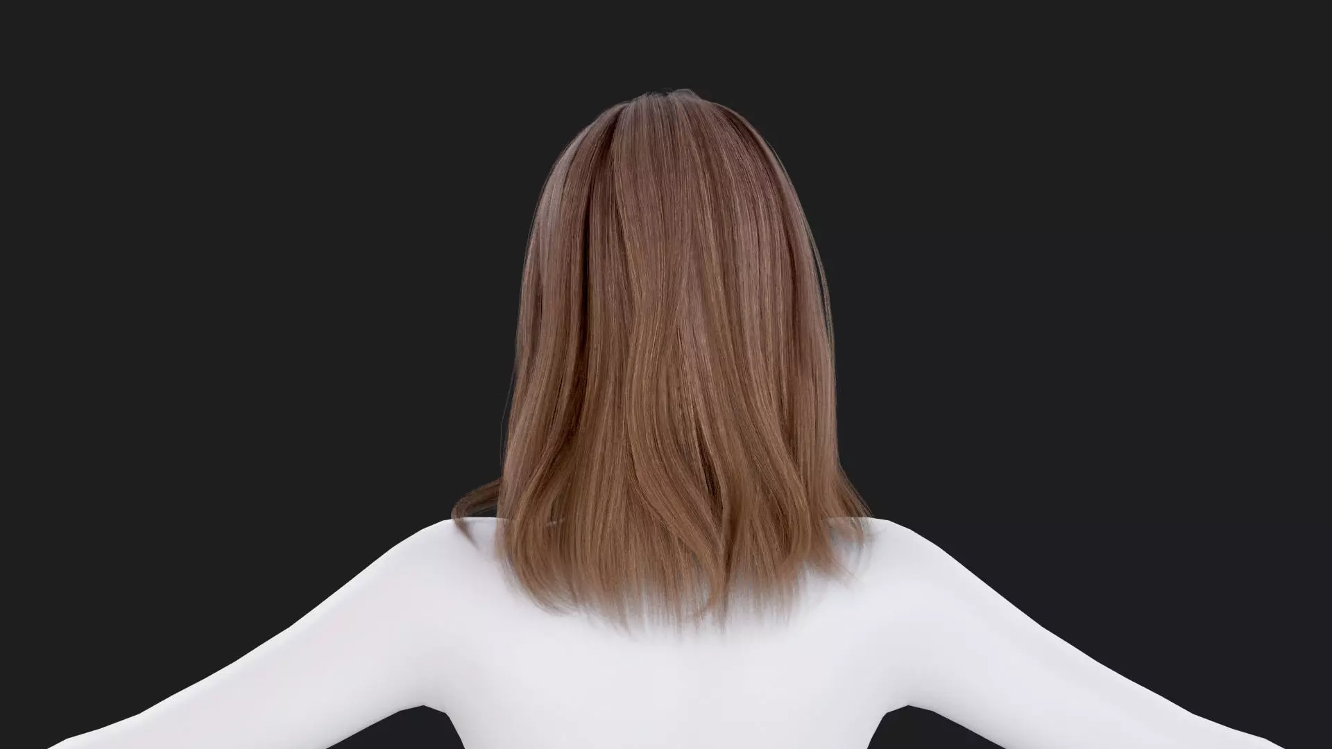 Realistic Female Hair Low-poly 3D model_4