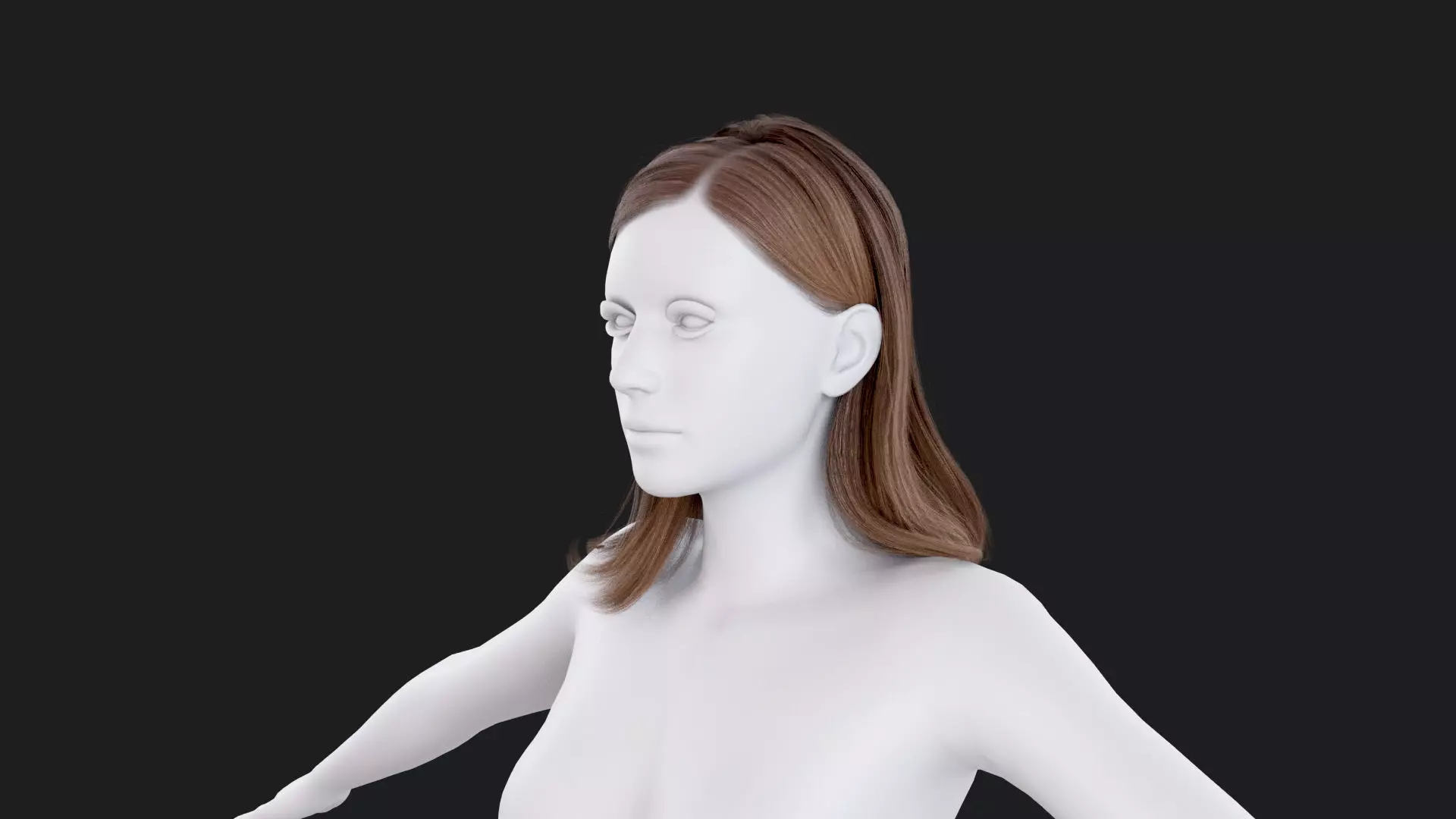 Realistic Female Hair Low-poly 3D model_1