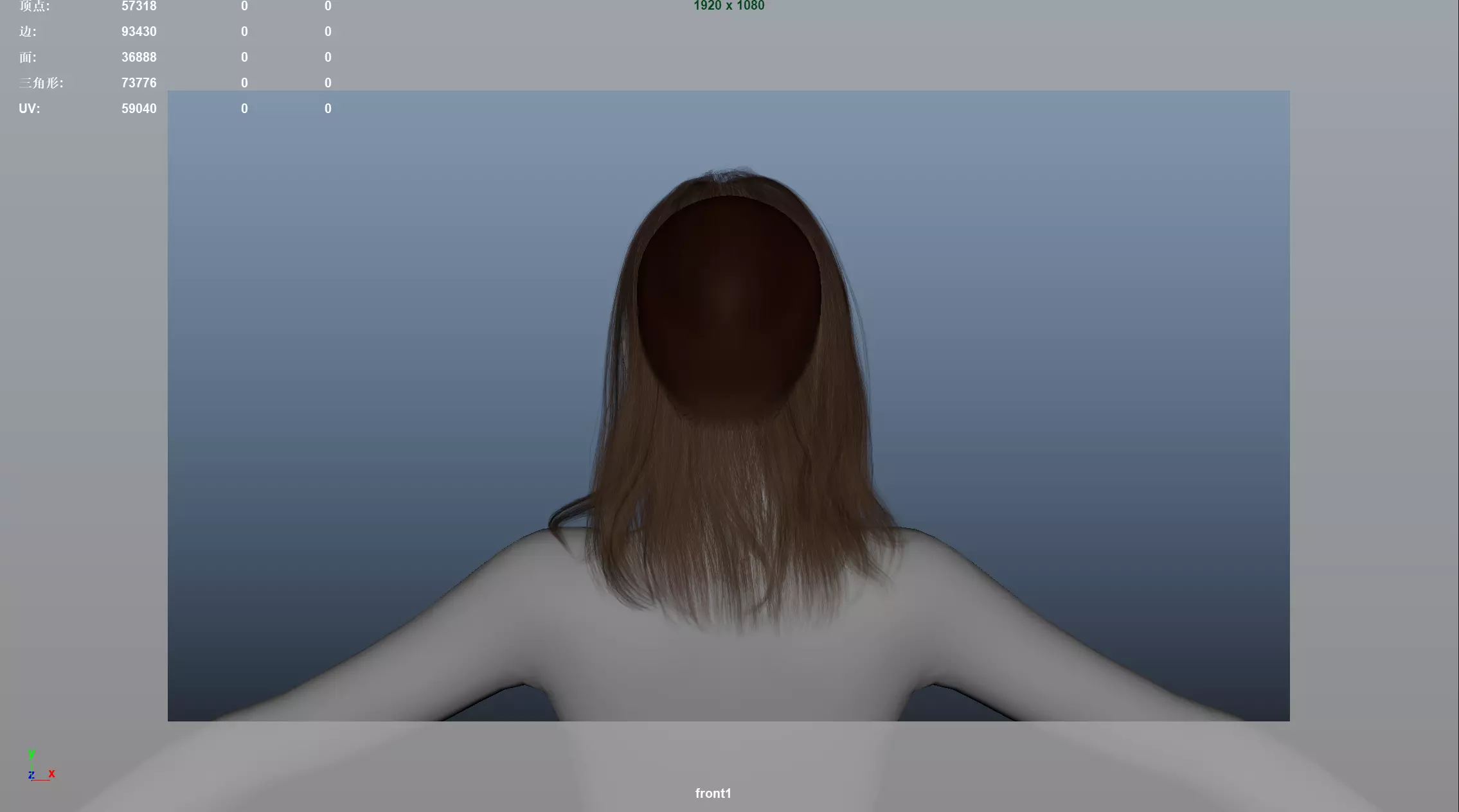 Realistic Female Hair Low-poly 3D model_9