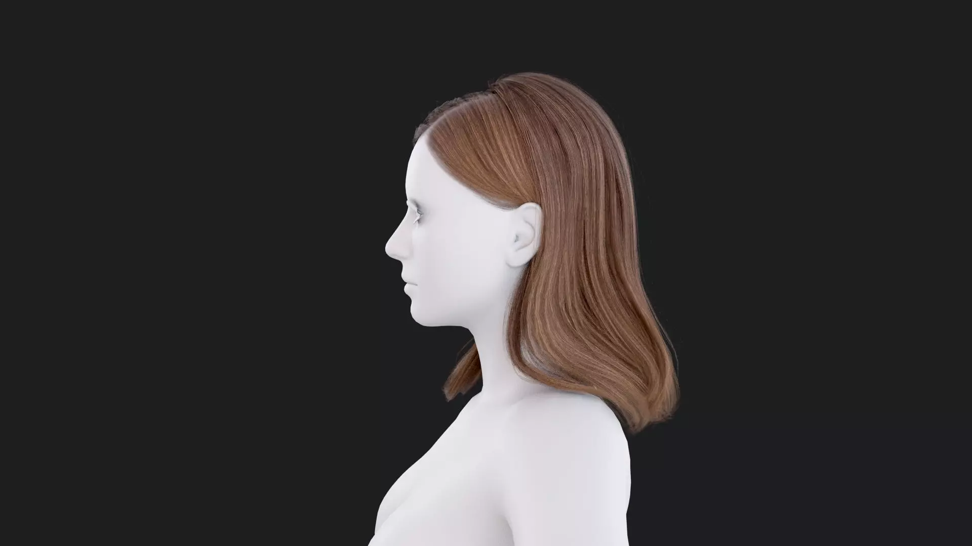 Realistic Female Hair Low-poly 3D model_2