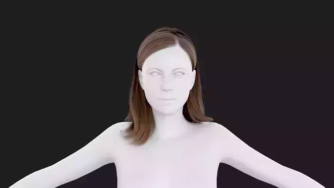 Realistic Female Hair Low-poly 3D model