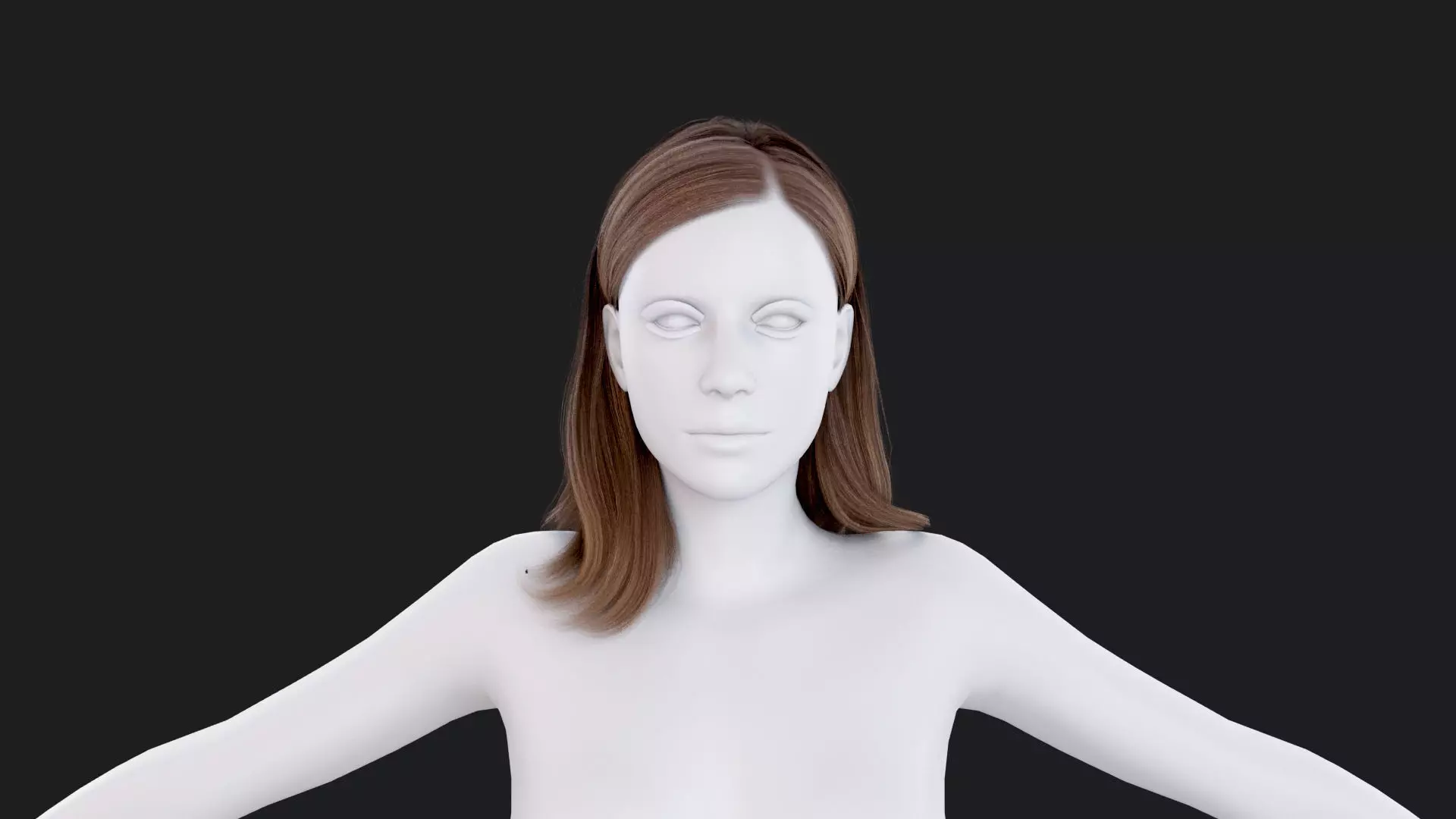 Realistic Female Hair Low-poly 3D model_0