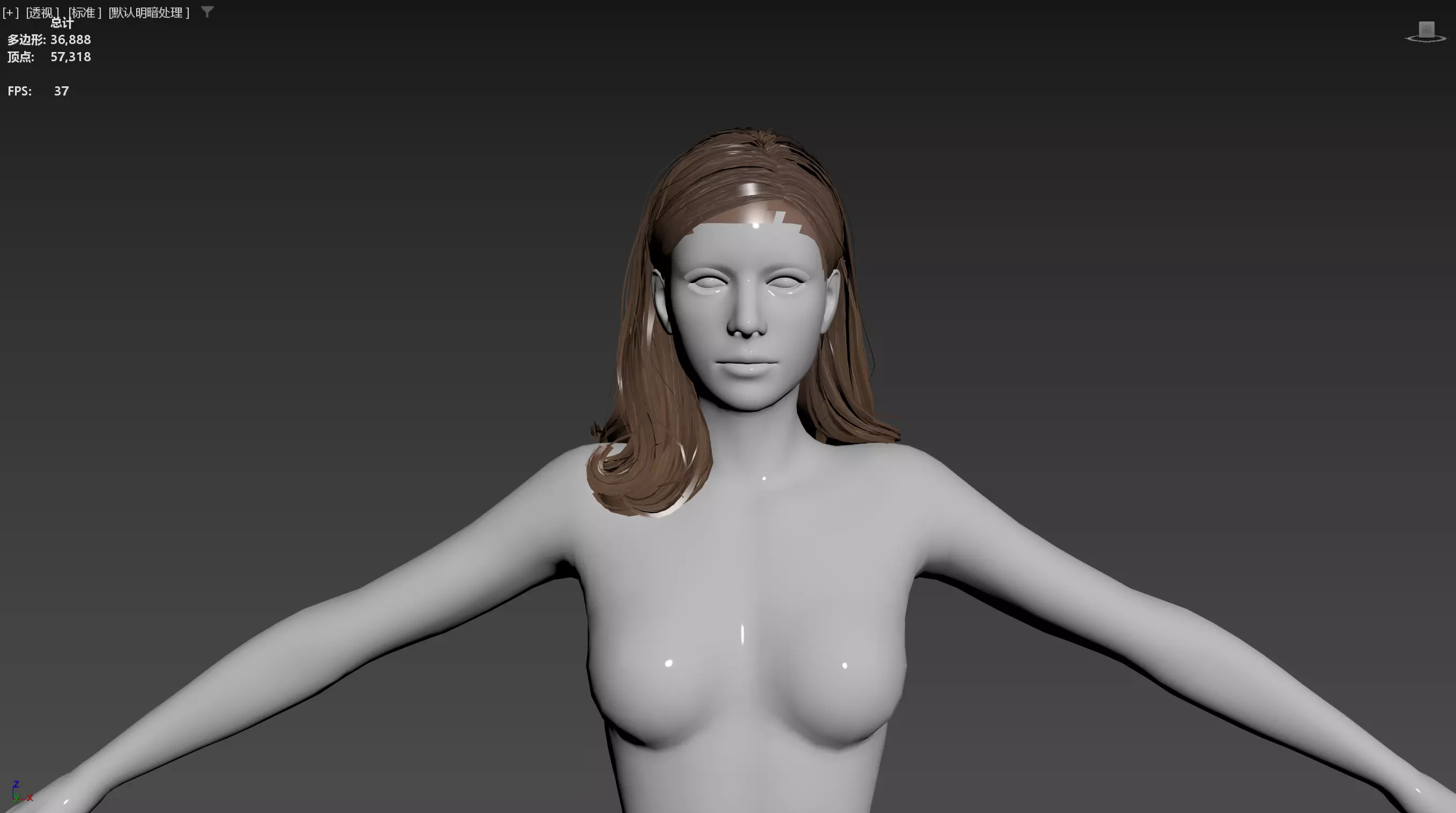 Realistic Female Hair Low-poly 3D model_13