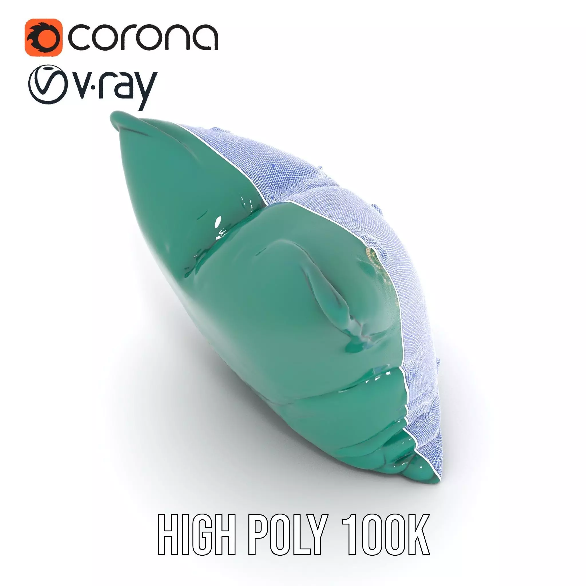 Emerald Embroidered Cushion model pack Low-poly 3D model_31