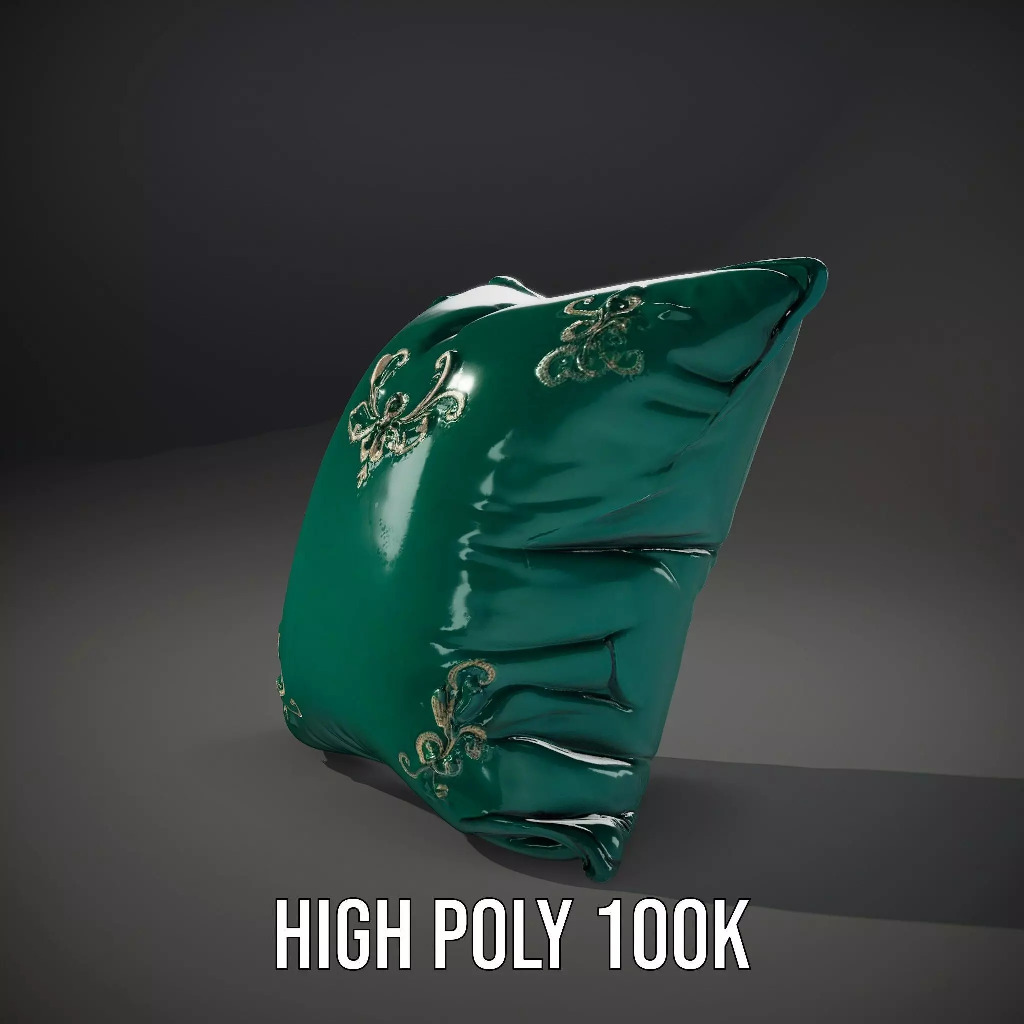 Emerald Embroidered Cushion model pack Low-poly 3D model_10