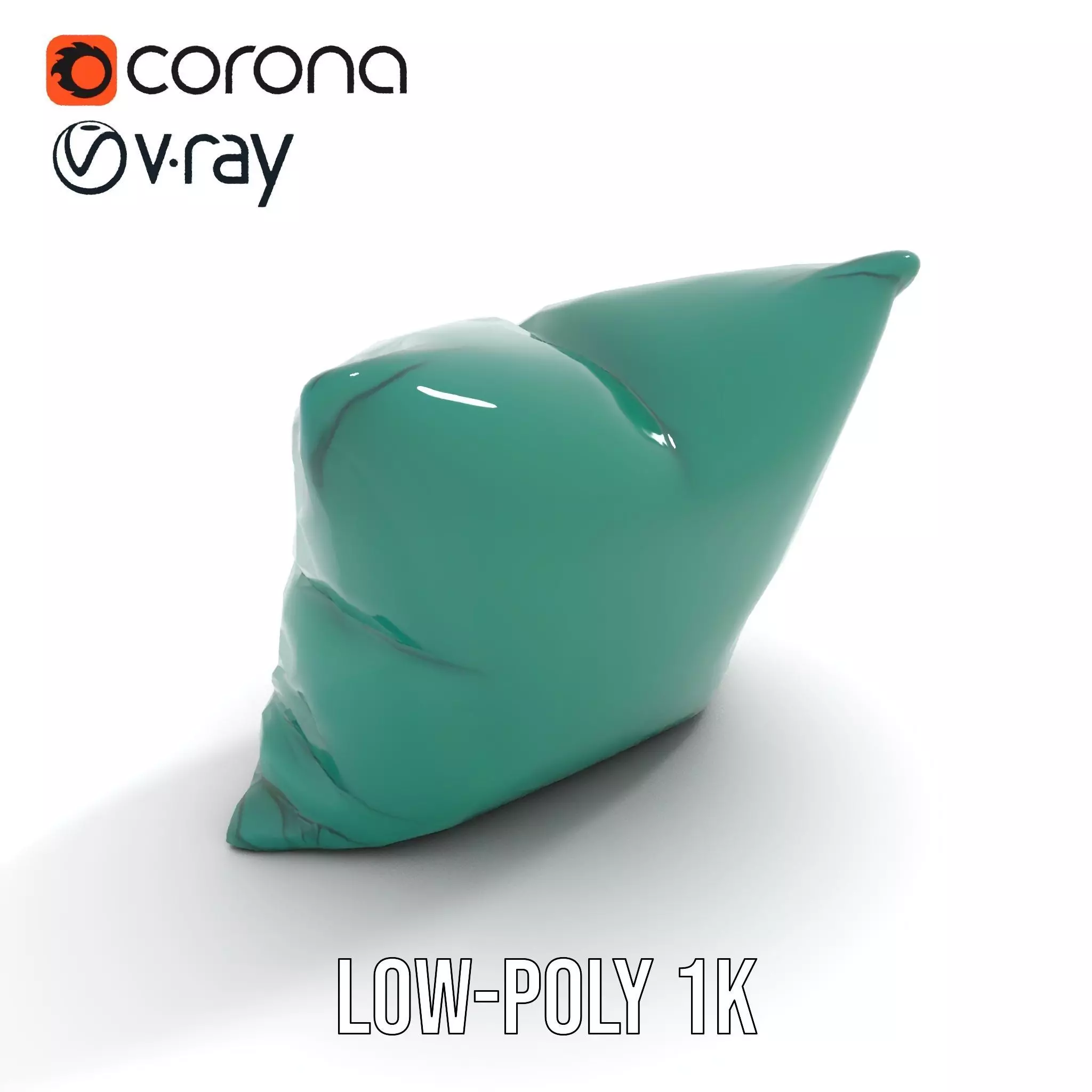 Emerald Embroidered Cushion model pack Low-poly 3D model_14