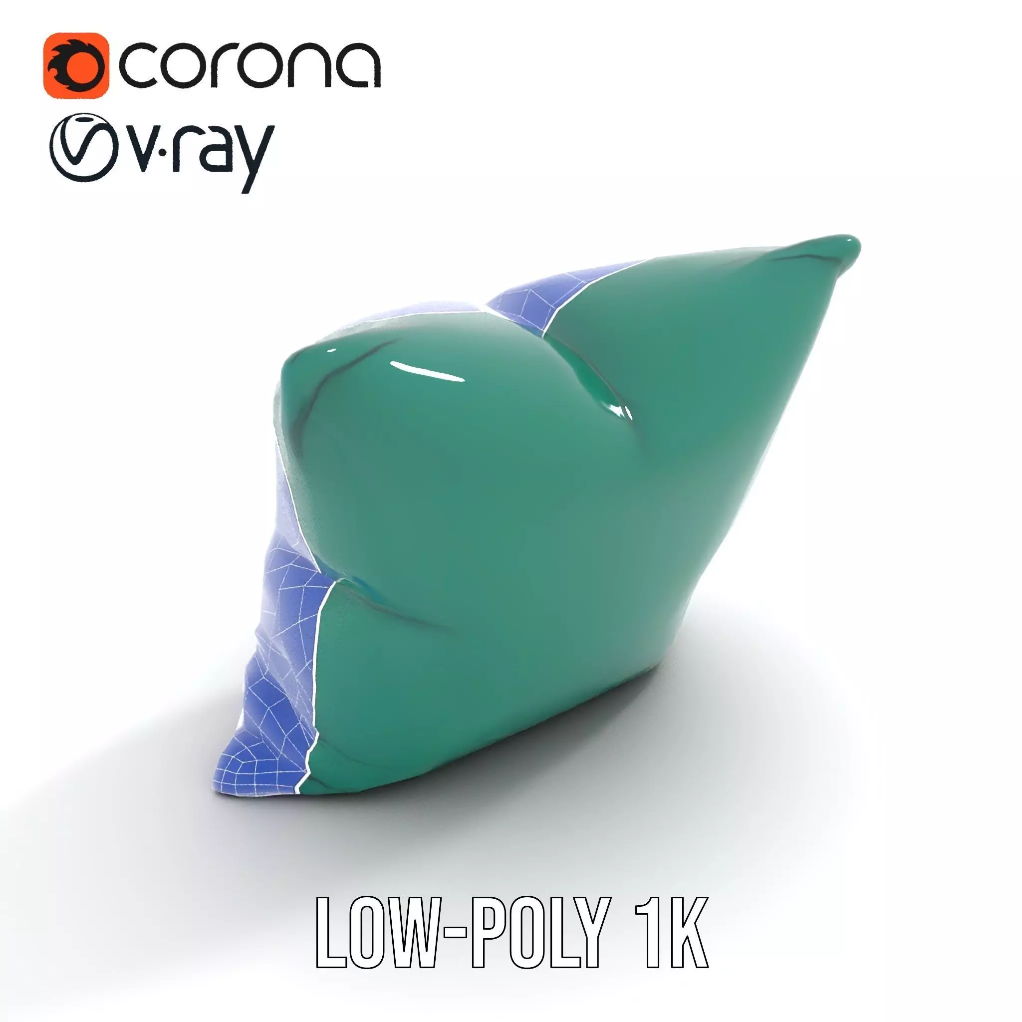 Emerald Embroidered Cushion model pack Low-poly 3D model_22