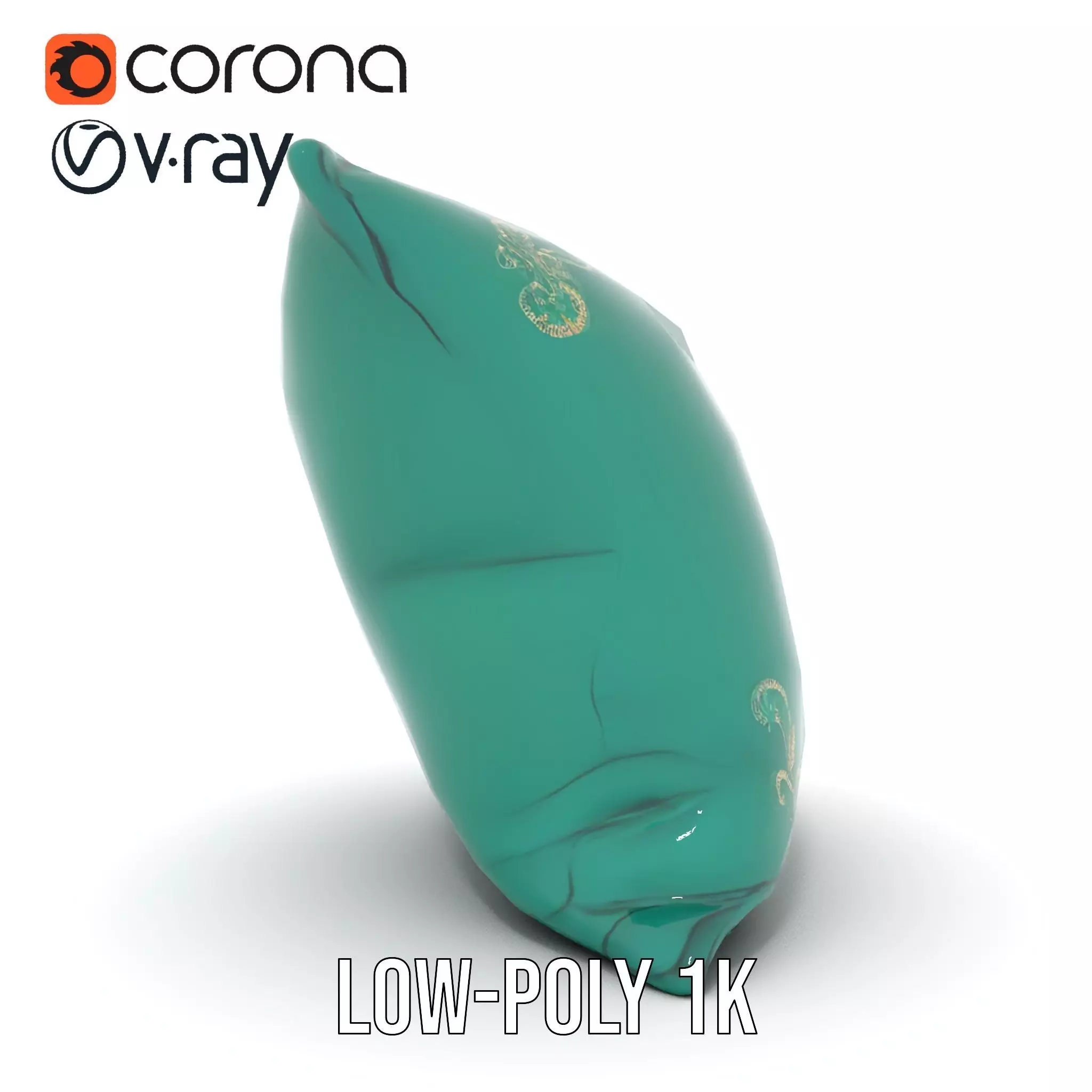 Emerald Embroidered Cushion model pack Low-poly 3D model_12