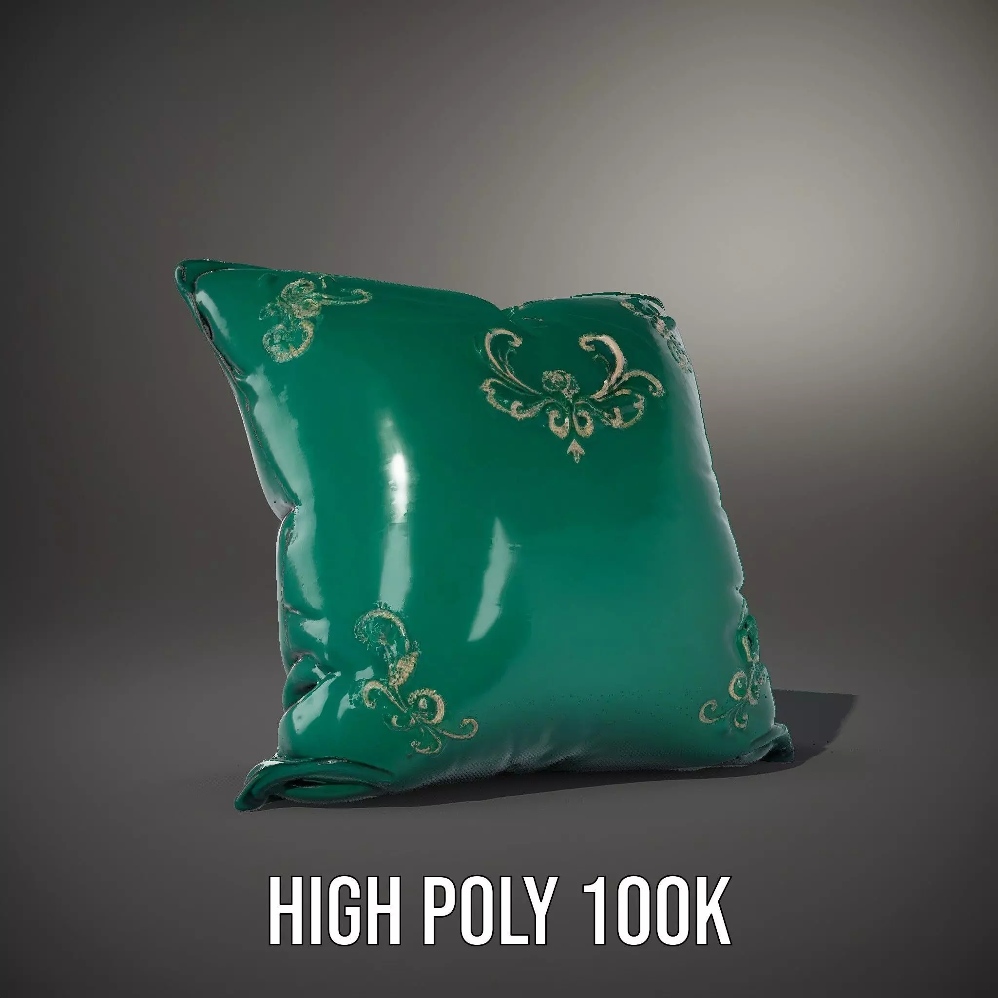 Emerald Embroidered Cushion model pack Low-poly 3D model_8