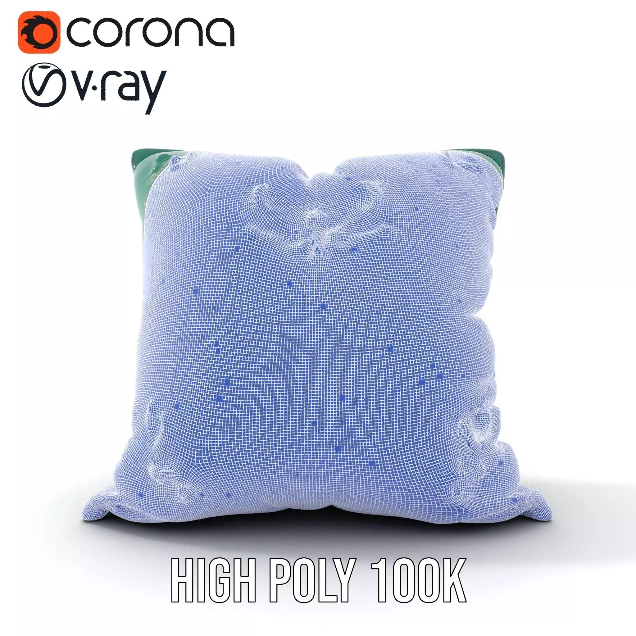 Emerald Embroidered Cushion model pack Low-poly 3D model_33