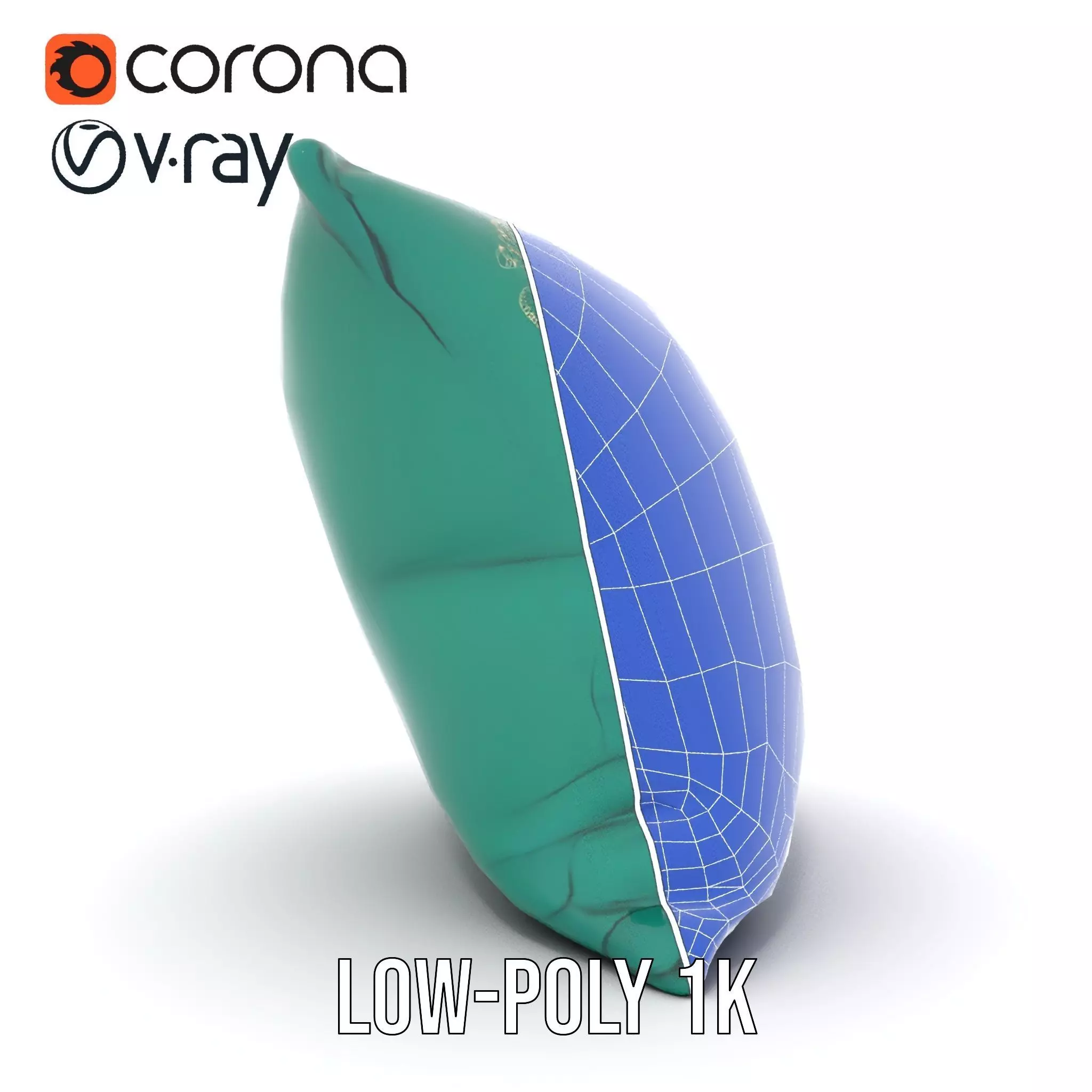 Emerald Embroidered Cushion model pack Low-poly 3D model_30