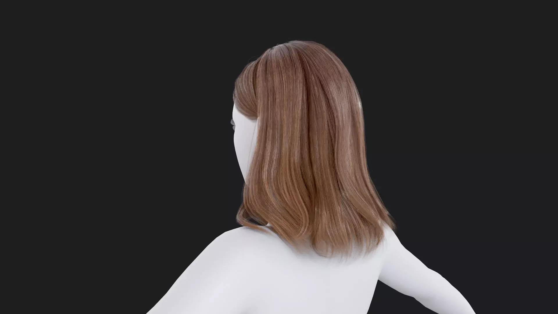Realistic Female Hair Low-poly 3D model_3
