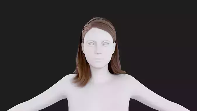 Realistic Female Hair Low-poly 3D model