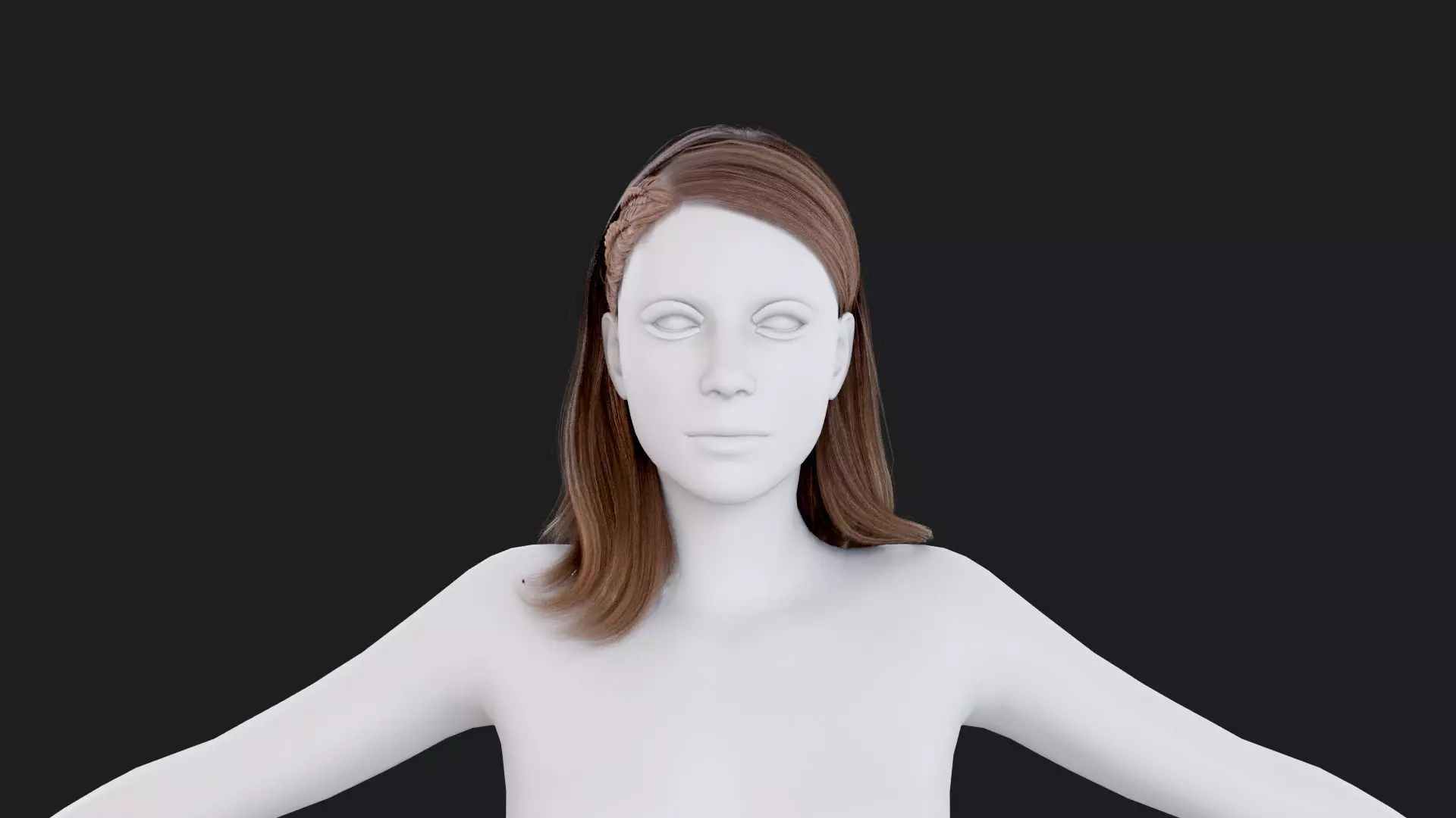 Realistic Female Hair Low-poly 3D model_0