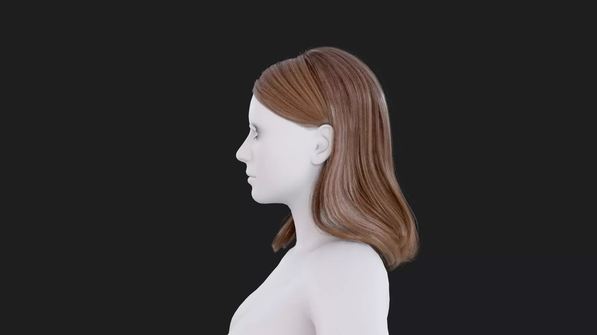 Realistic Female Hair Low-poly 3D model_2