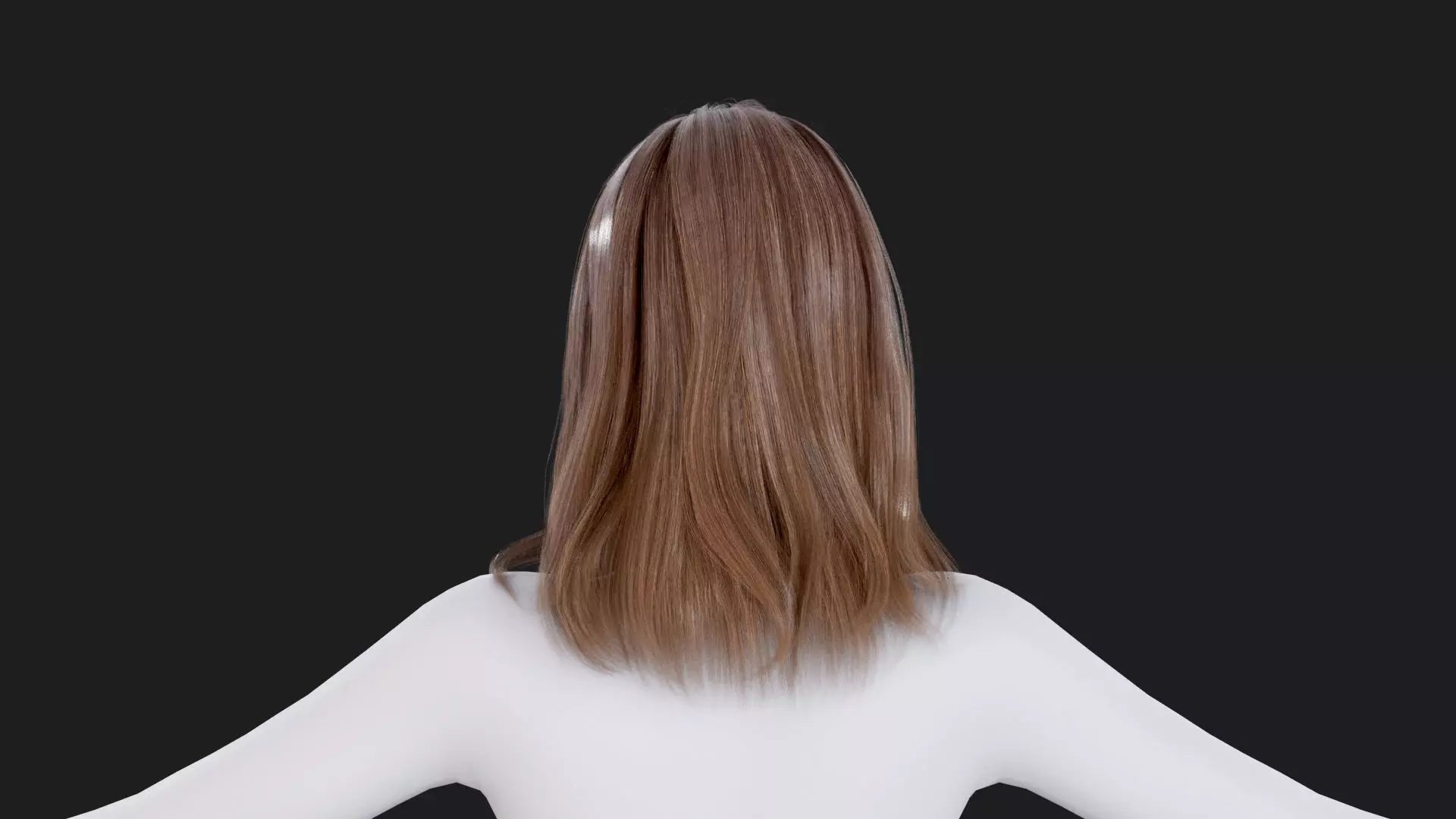 Realistic Female Hair Low-poly 3D model_4