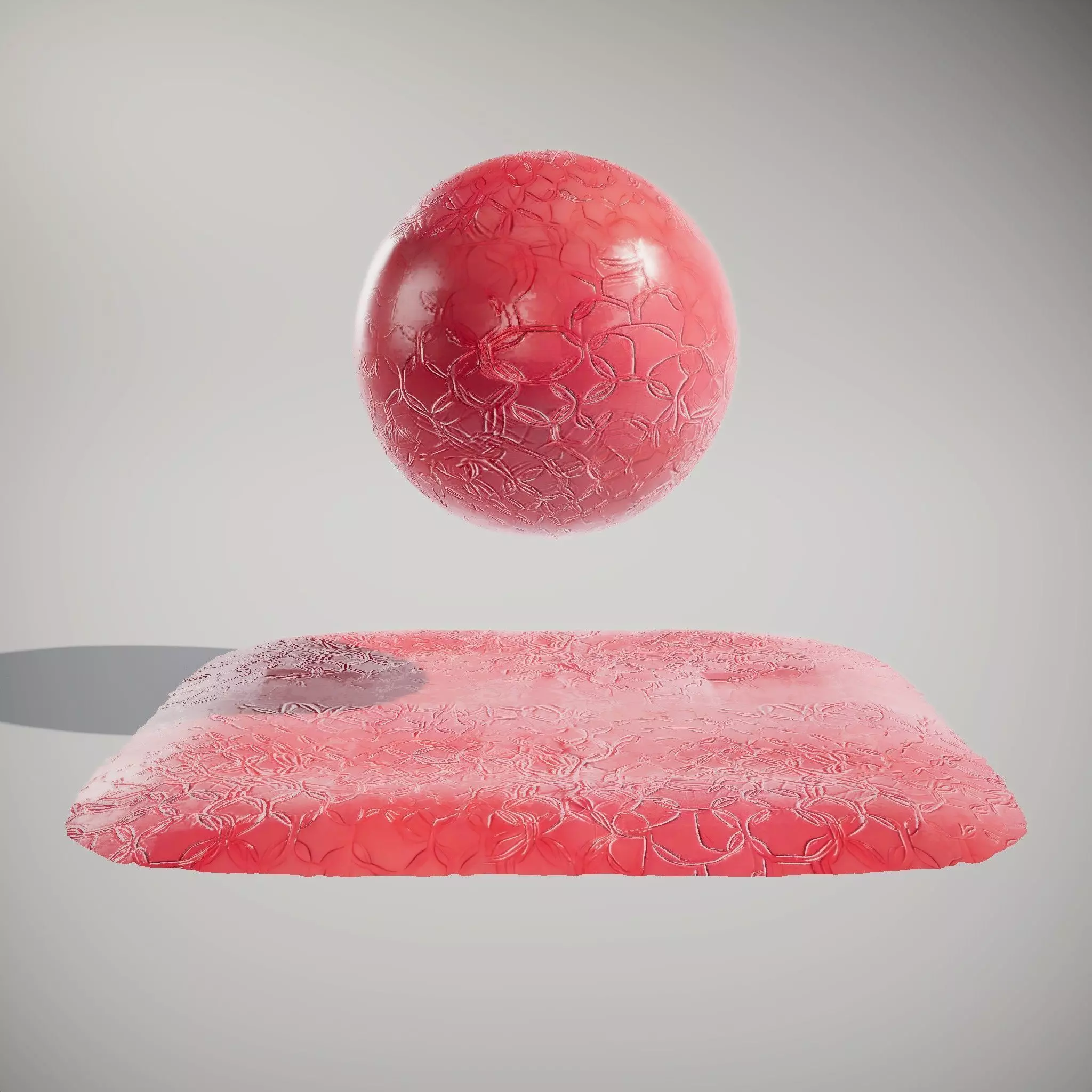 Embossed Leather Red HQ PBR Textures Set Texture_3