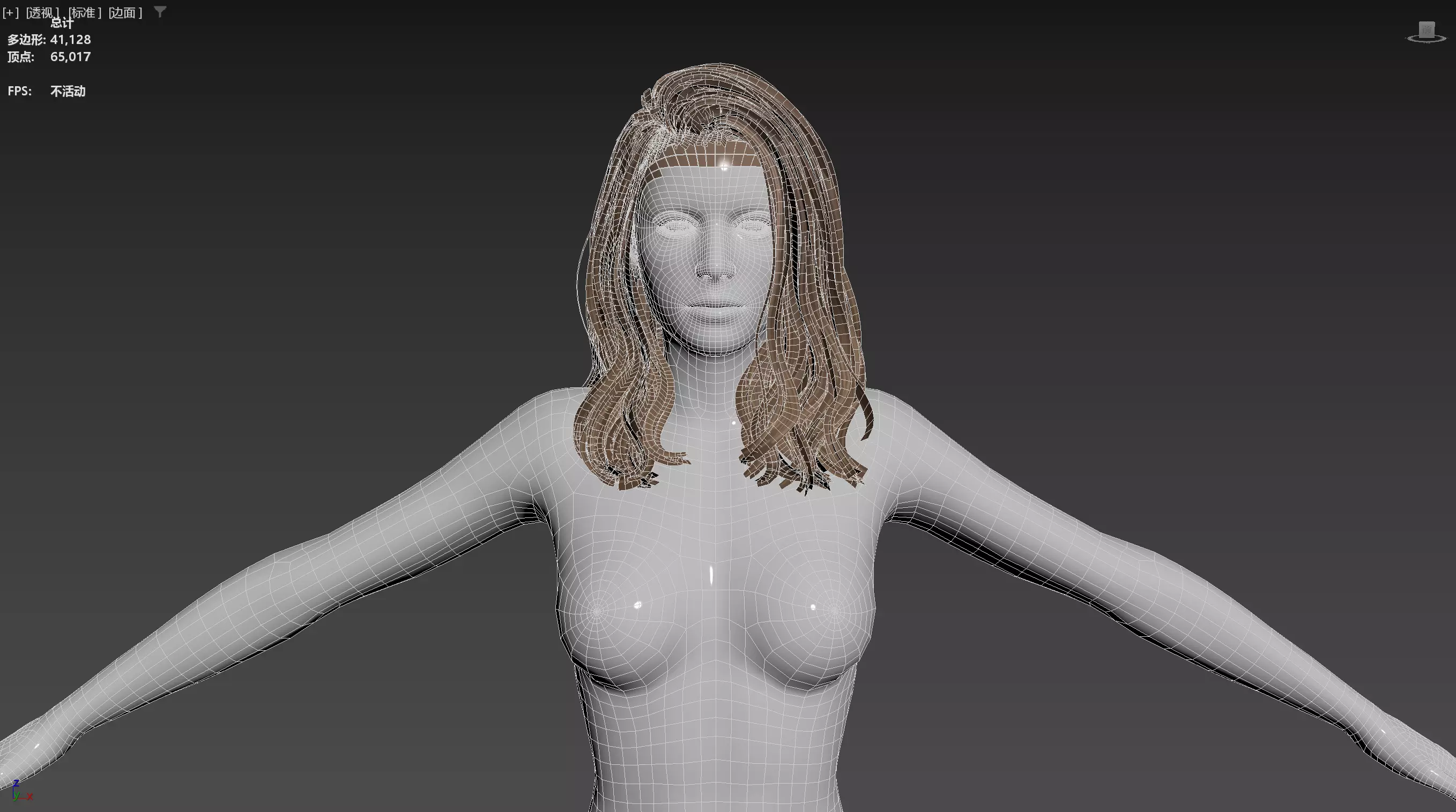 Realistic Female Hair Low-poly 3D model_14