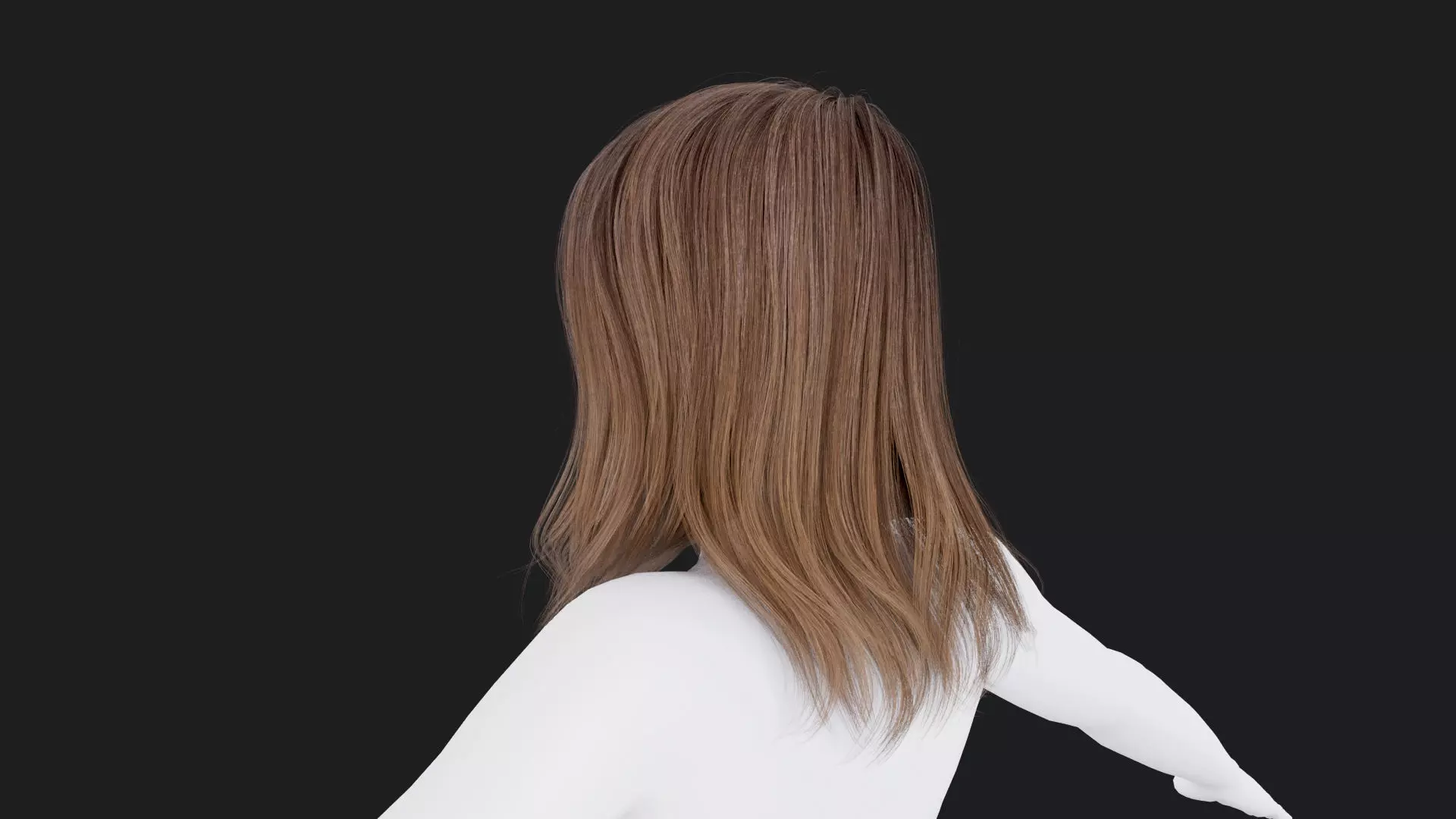 Realistic Female Hair Low-poly 3D model_3