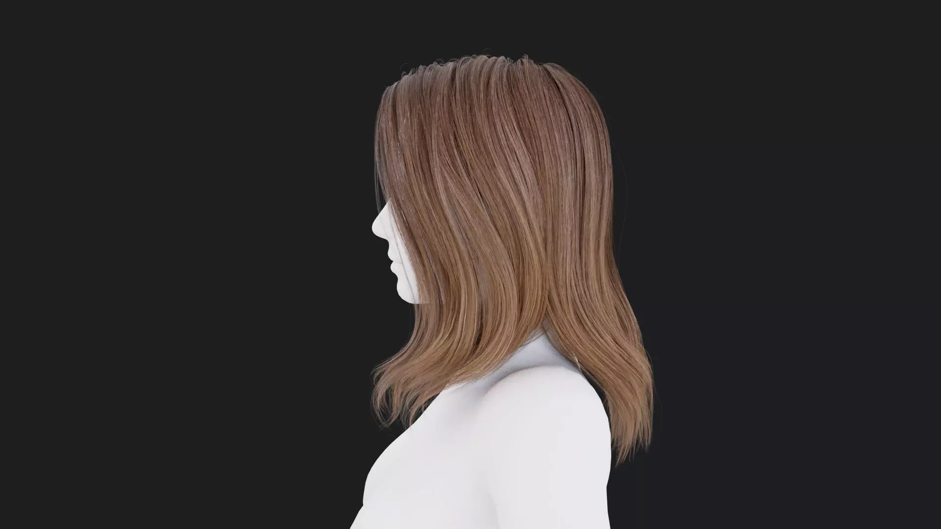 Realistic Female Hair Low-poly 3D model_2