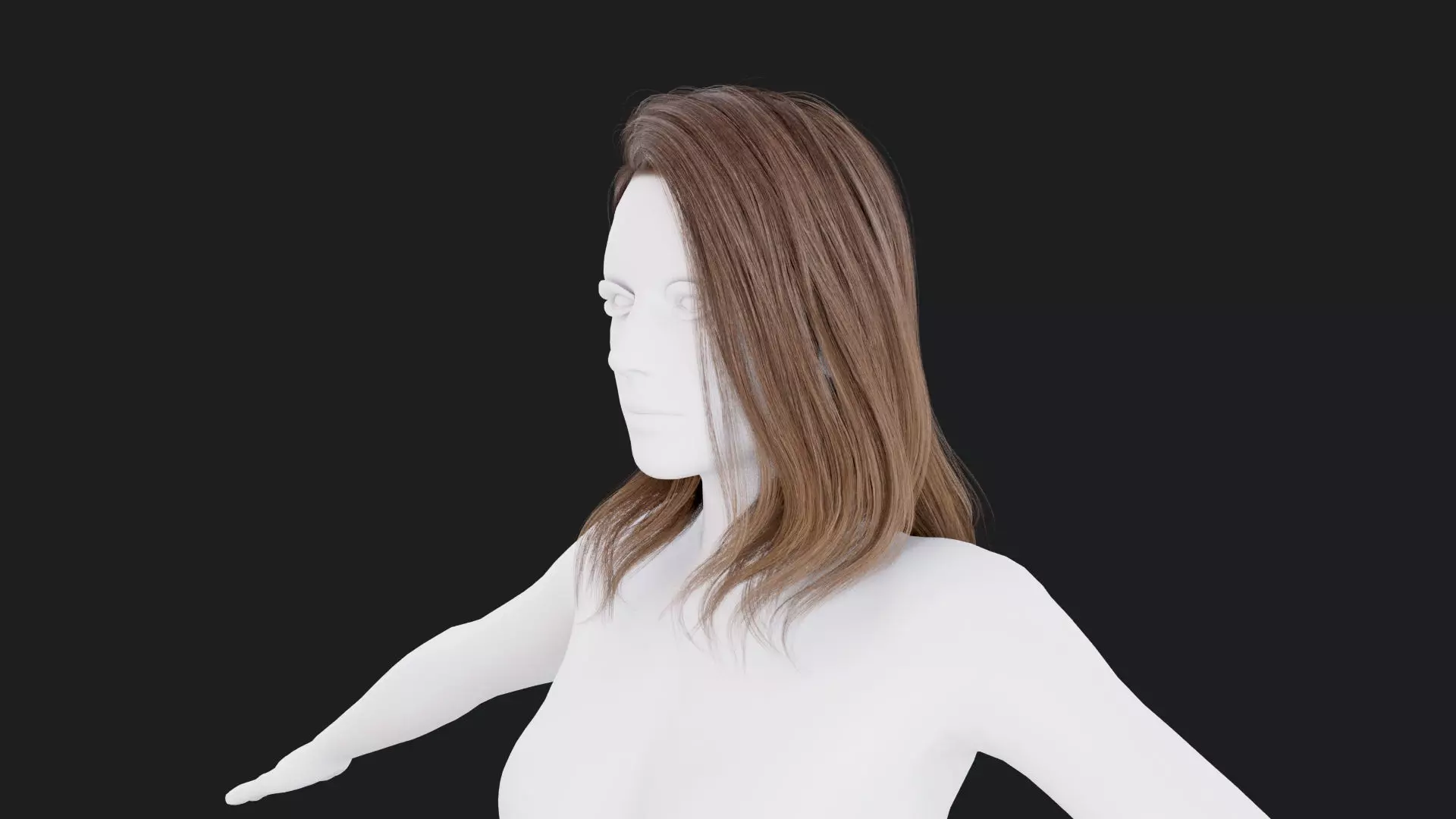 Realistic Female Hair Low-poly 3D model_1