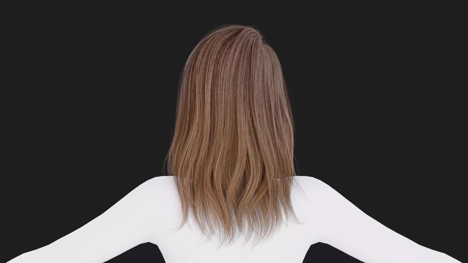 Realistic Female Hair Low-poly 3D model_4