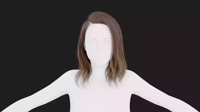 Realistic Female Hair Low-poly 3D model
