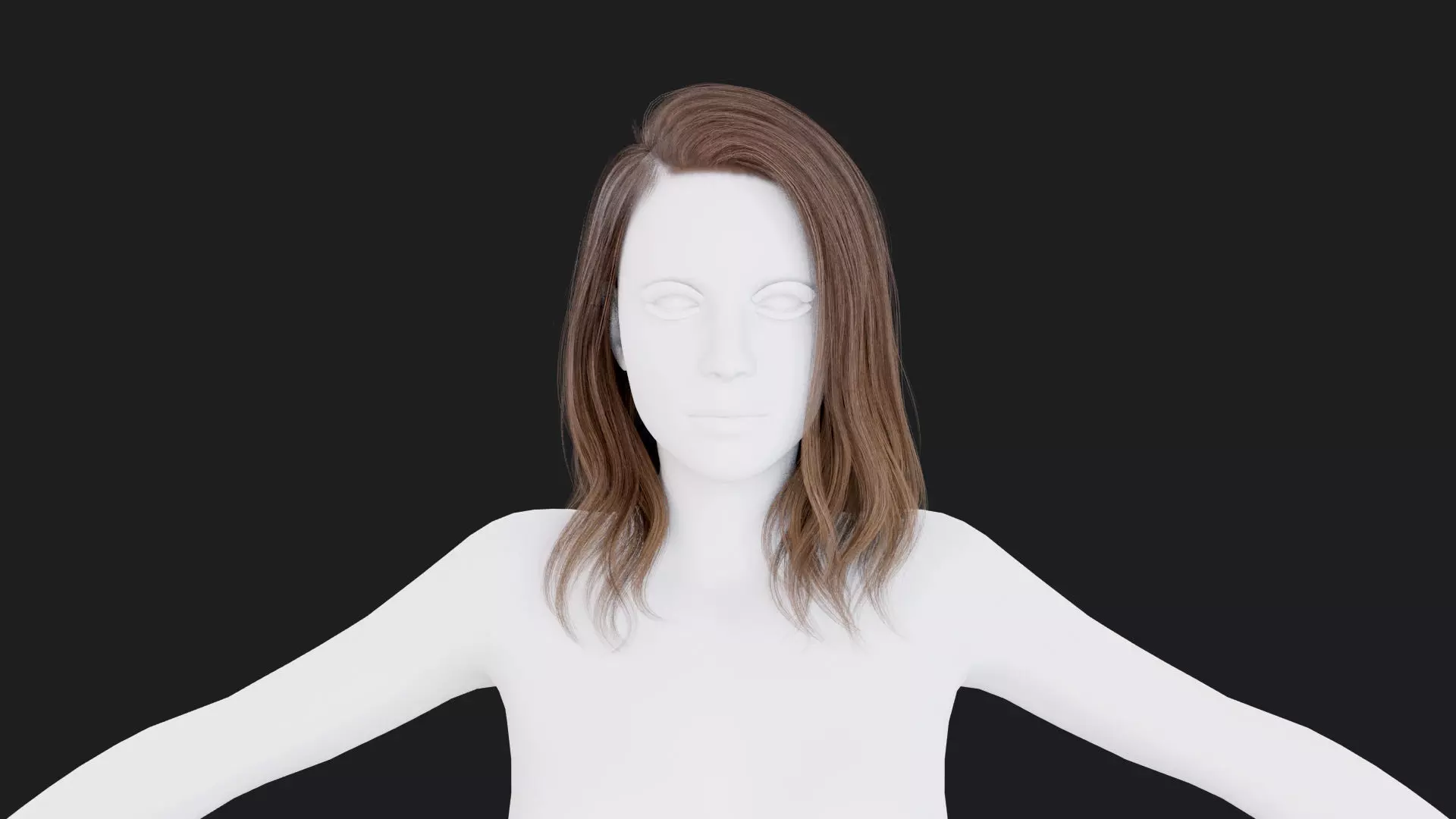 Realistic Female Hair Low-poly 3D model_0