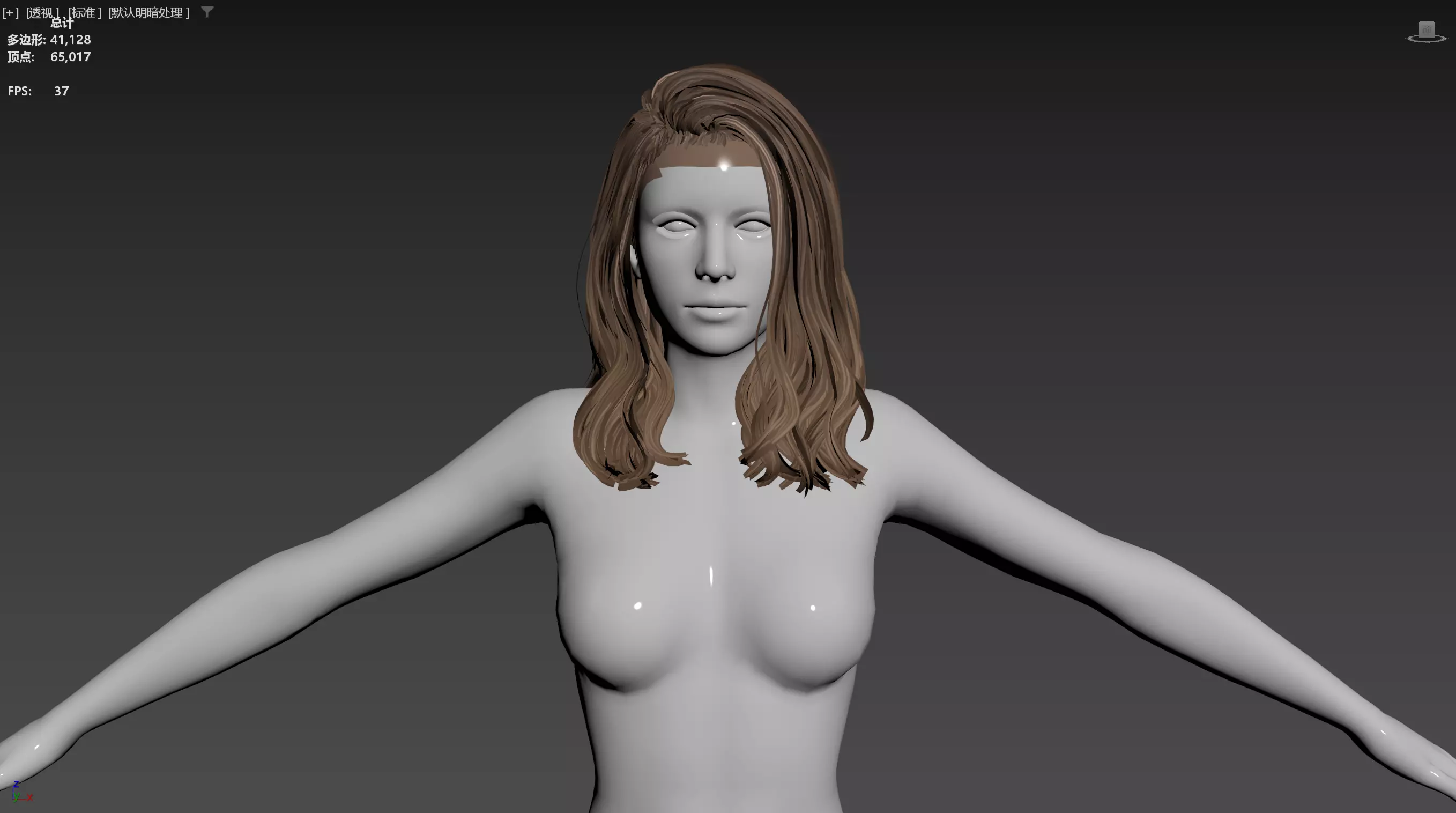 Realistic Female Hair Low-poly 3D model_13