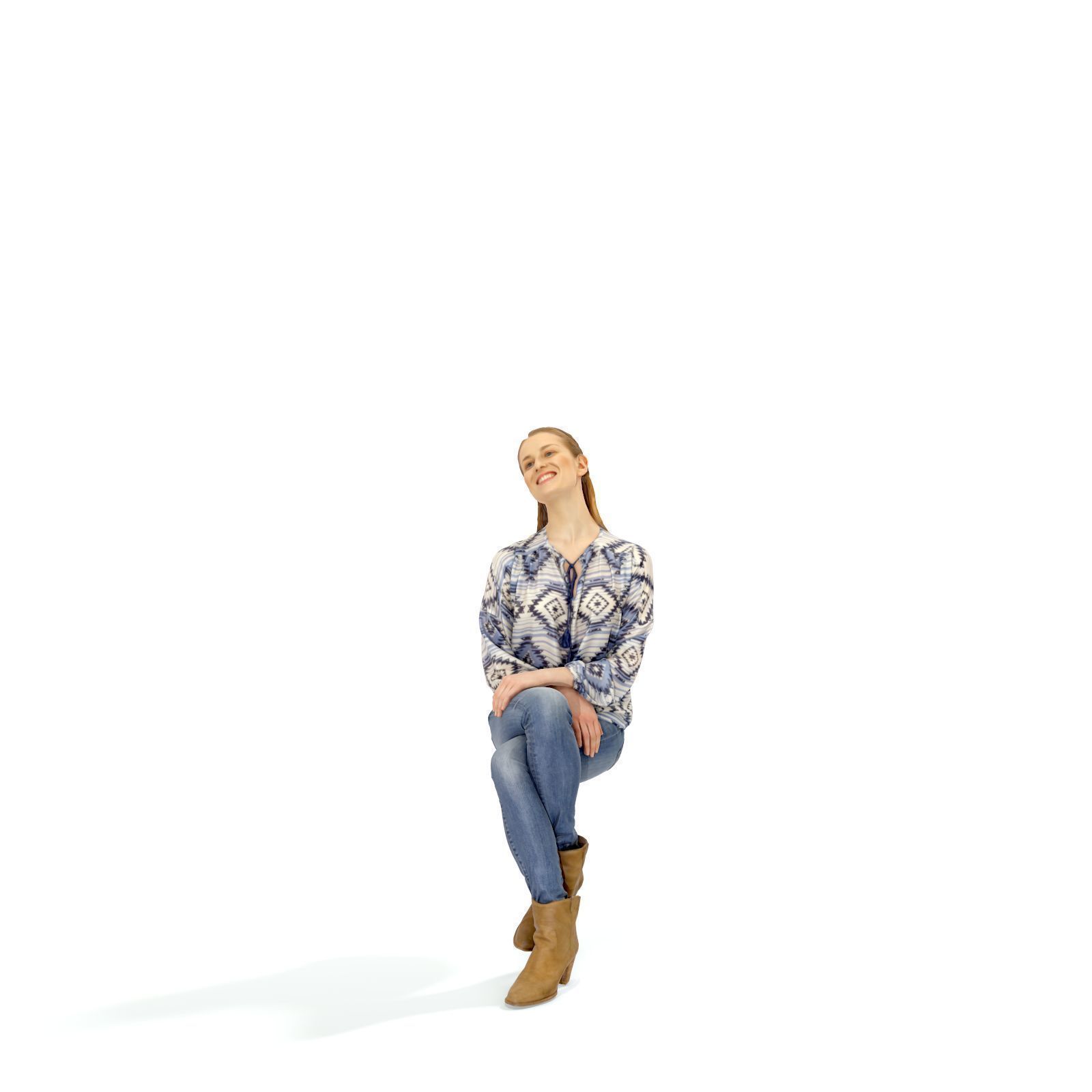Sitting Smiling Woman - CWom0327-HD2-O02P01-S Low-poly 3D model_7