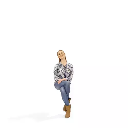 Sitting Smiling Woman - CWom0327-HD2-O02P01-S Low-poly 3D model