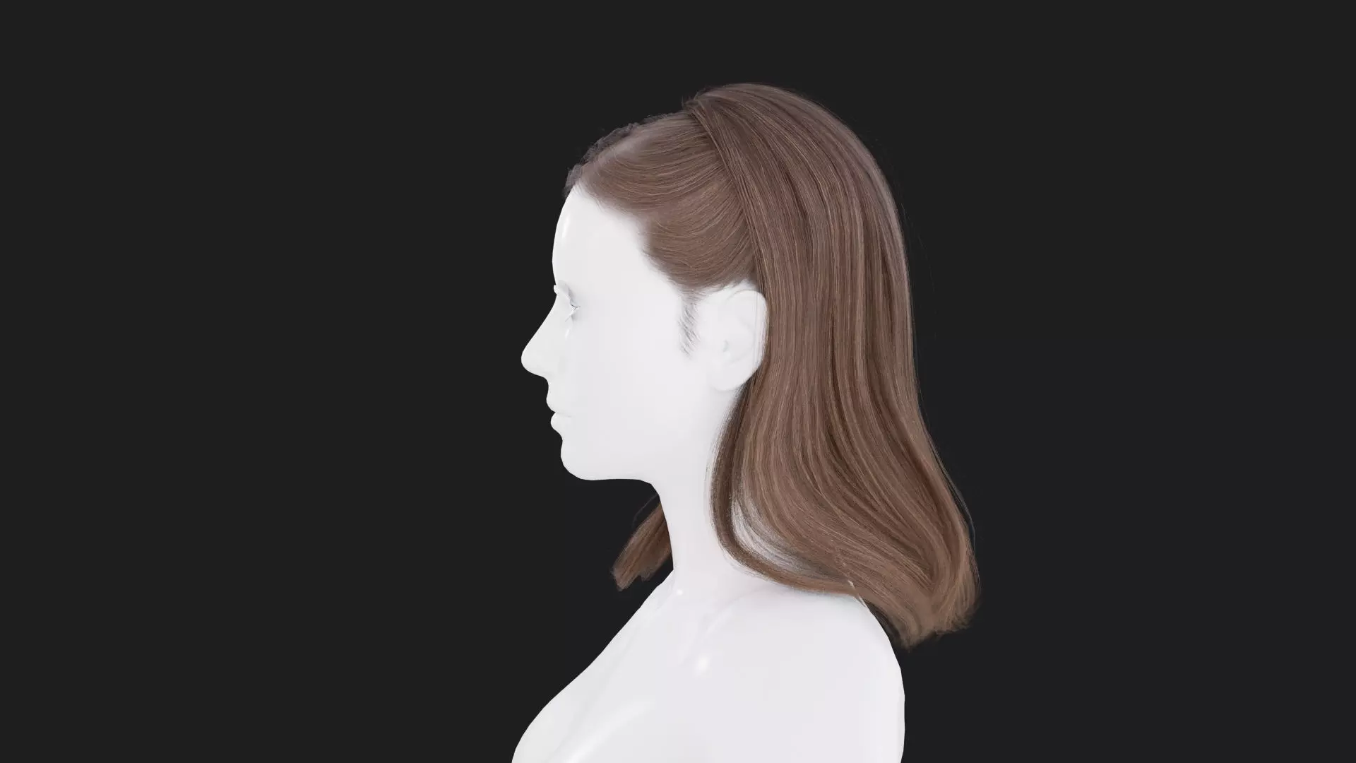Realistic Female Hair Low-poly 3D model_2