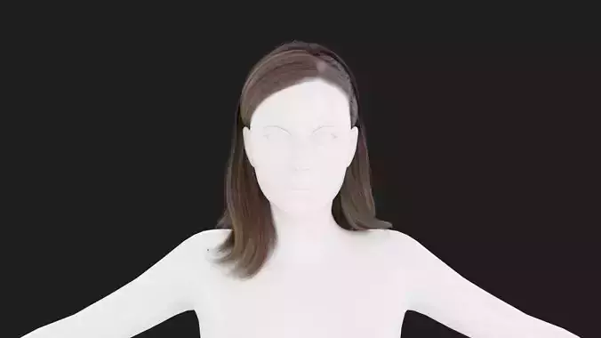 Realistic Female Hair Low-poly 3D model