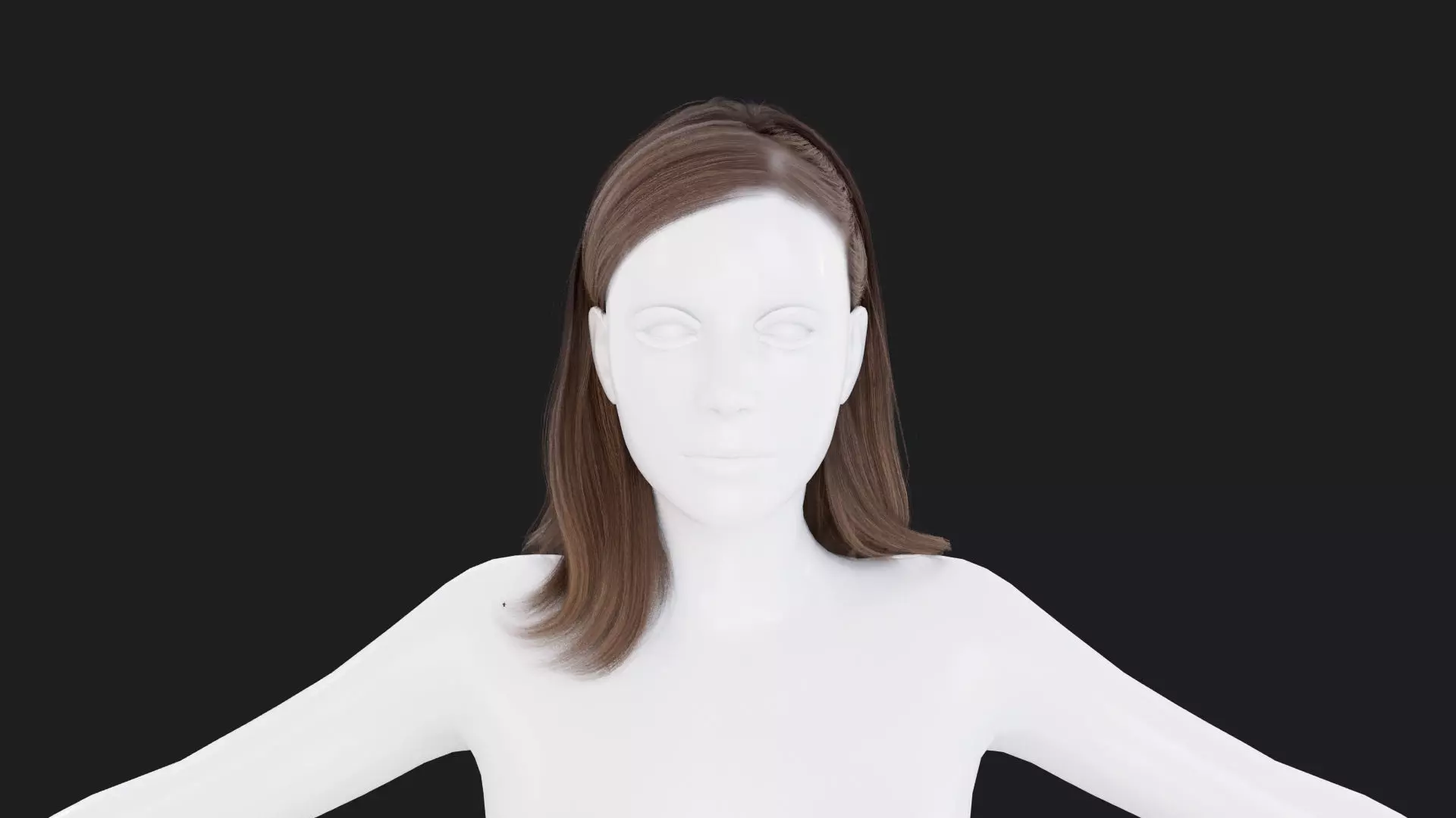 Realistic Female Hair Low-poly 3D model_0