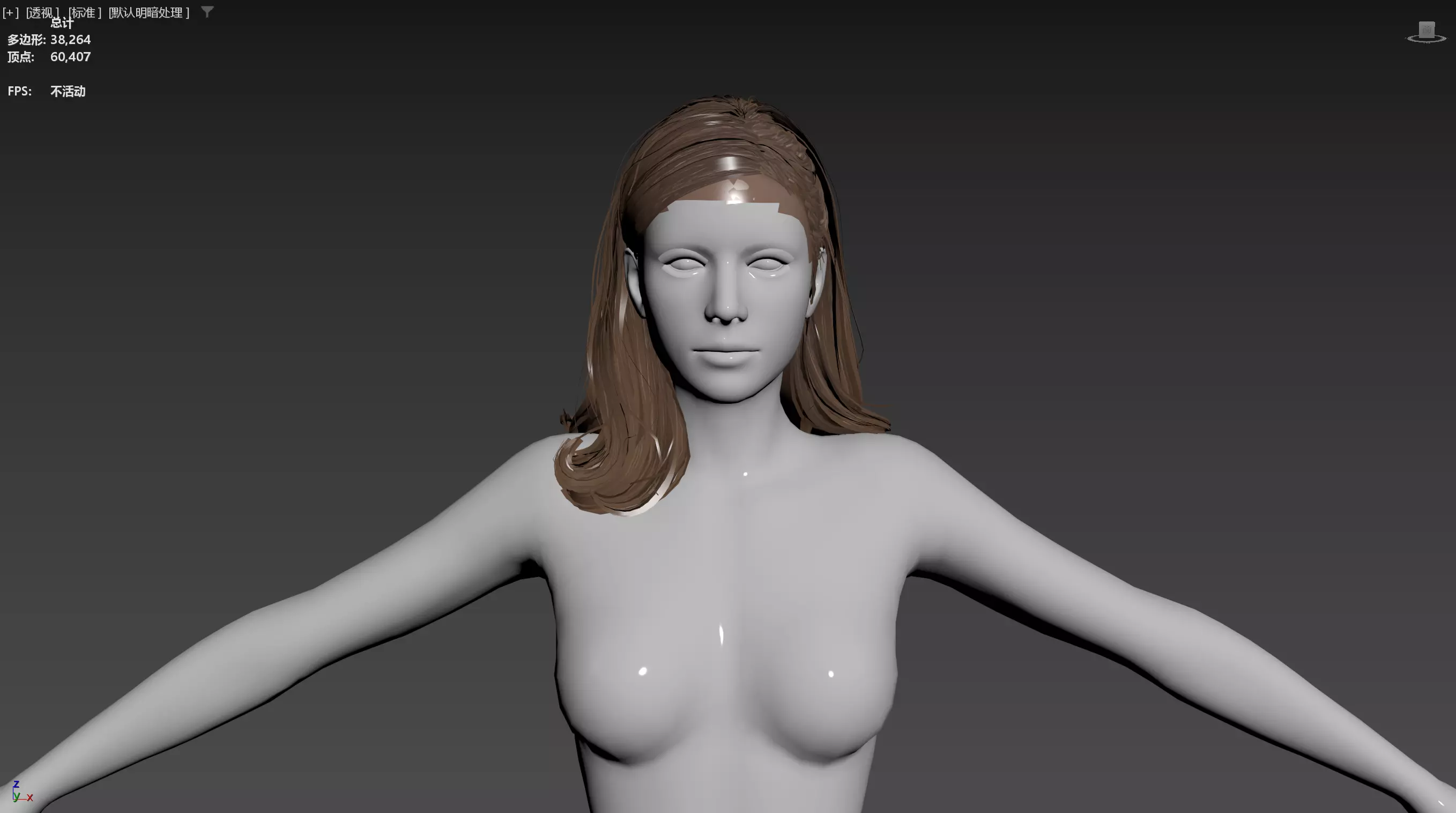 Realistic Female Hair Low-poly 3D model_14