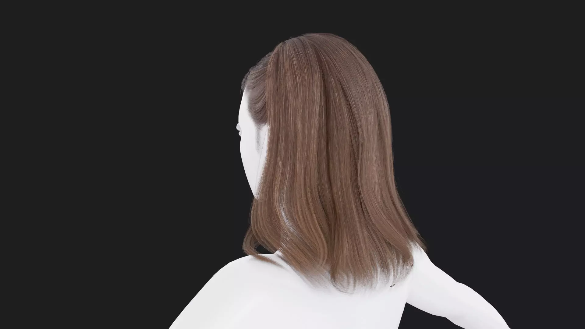 Realistic Female Hair Low-poly 3D model_3