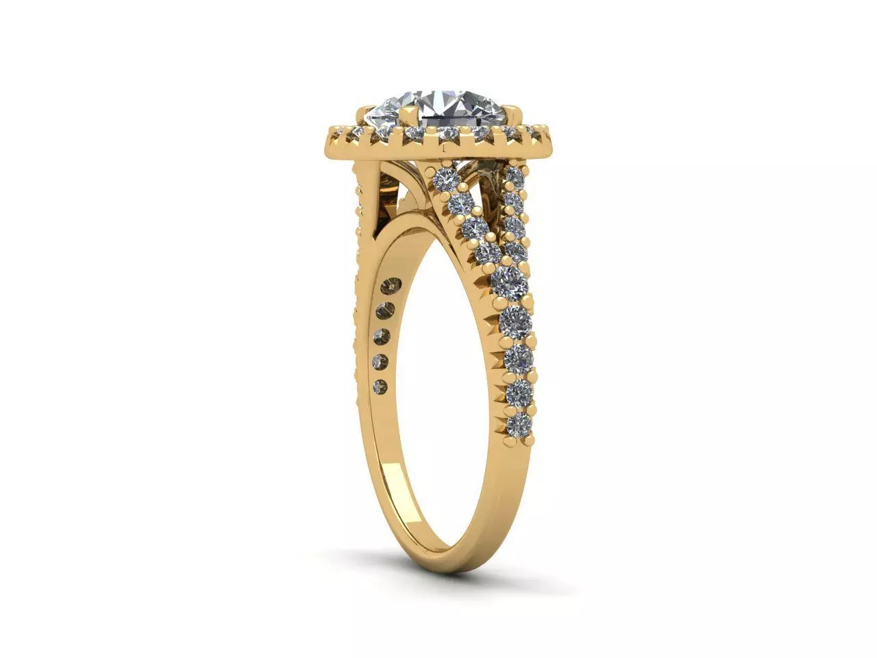 Round diamond halo engagement ring 3D print model_7